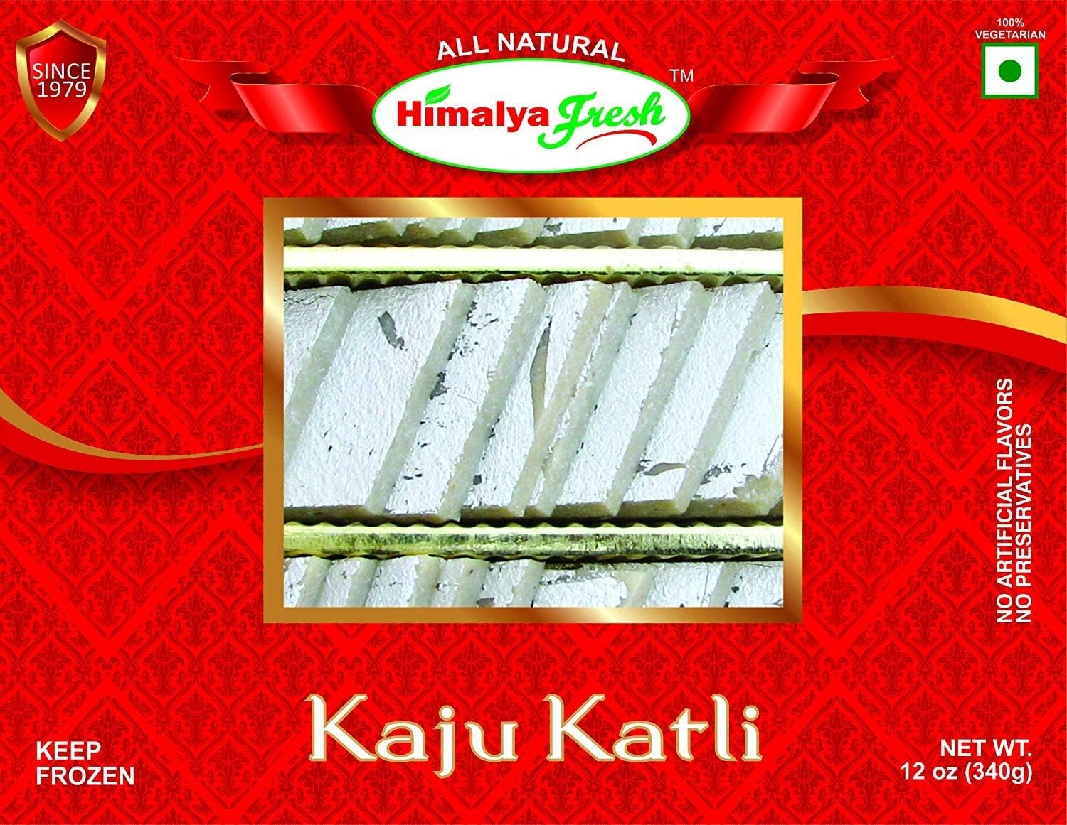 HIMALYA FRESH Kaju Katli 12oz - Premium Authentic Indian Food & Sweets Made With Cashew Nuts. Just two ingredients Cashew Nuts and sugar - No Fillers Or Preservatives (4 Boxes)