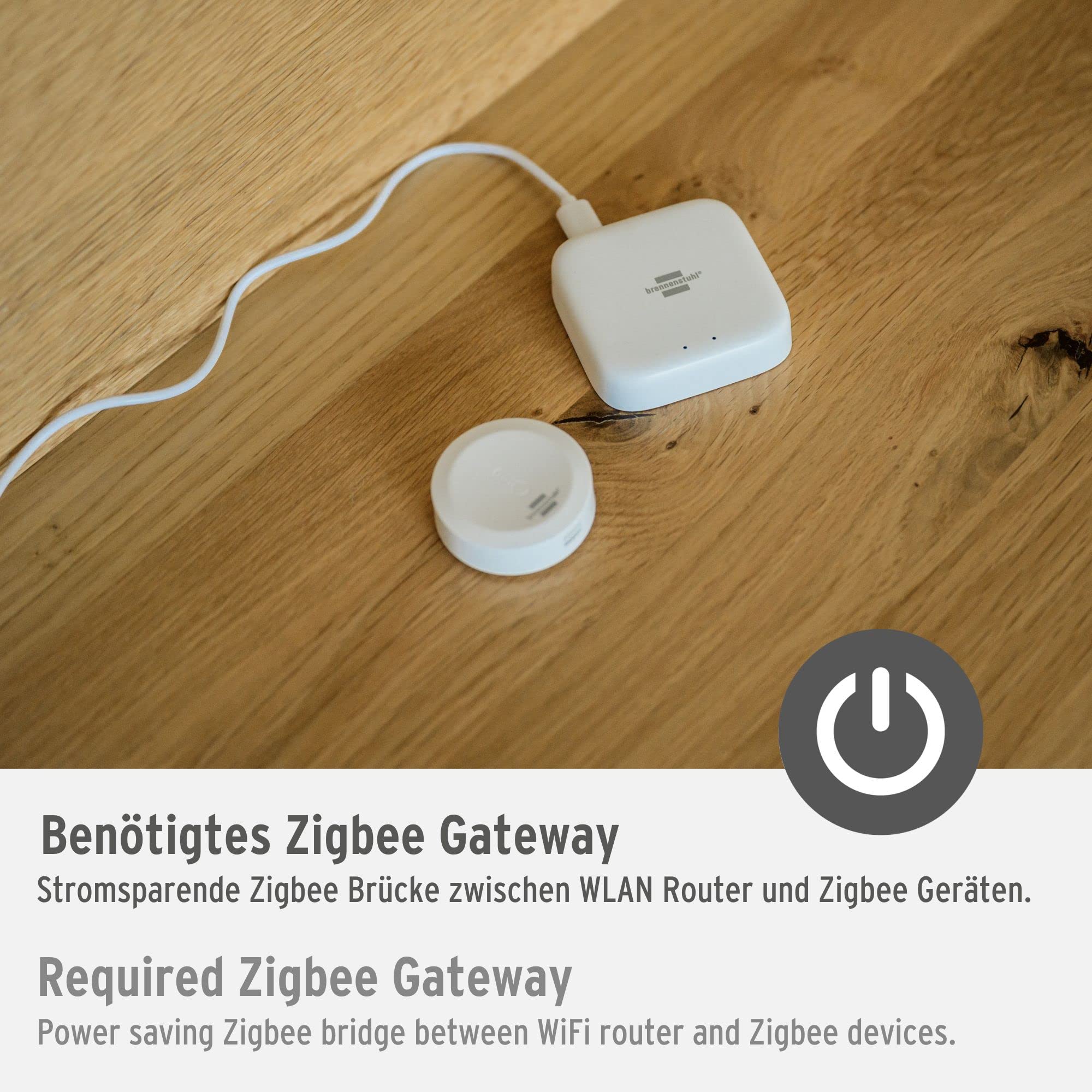 Brennenstuhl Connect Zigbee Temperatur- und Feuchtigkeitssensor TFS CZ 01 (smartes Temperatur- und Feuchtigkeitsmessgerät, Benachrichtigung aufs Handy, Smart Home, intelligente Szenen, kostenlose App)