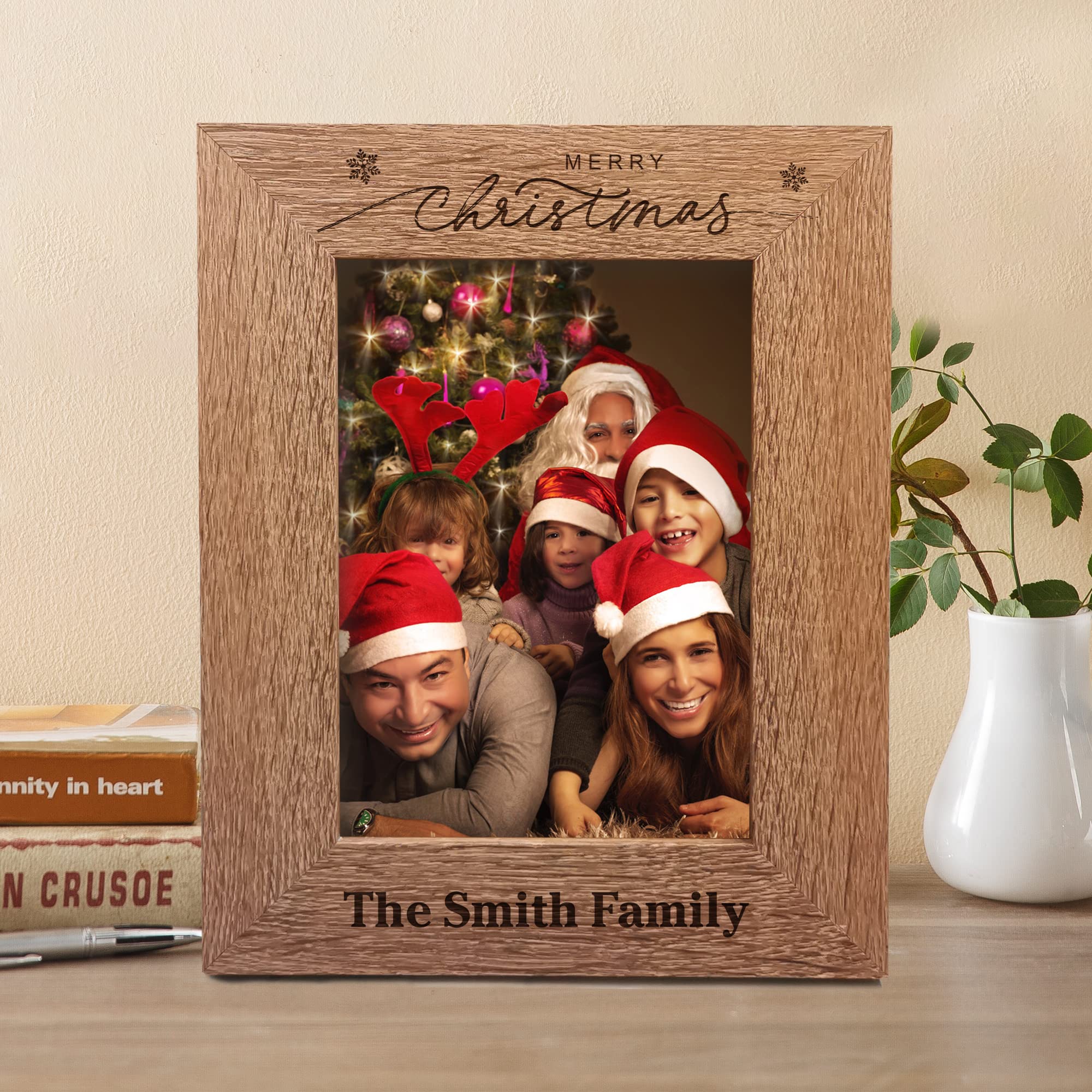 Personalised Wooden Photo Frame Picture Frames Christmas Engraved 5x7 Frames Album for Christmas Her Him Custom Gift for Baby Mum Friend Grandpa Niece （Design 2 Portrait）