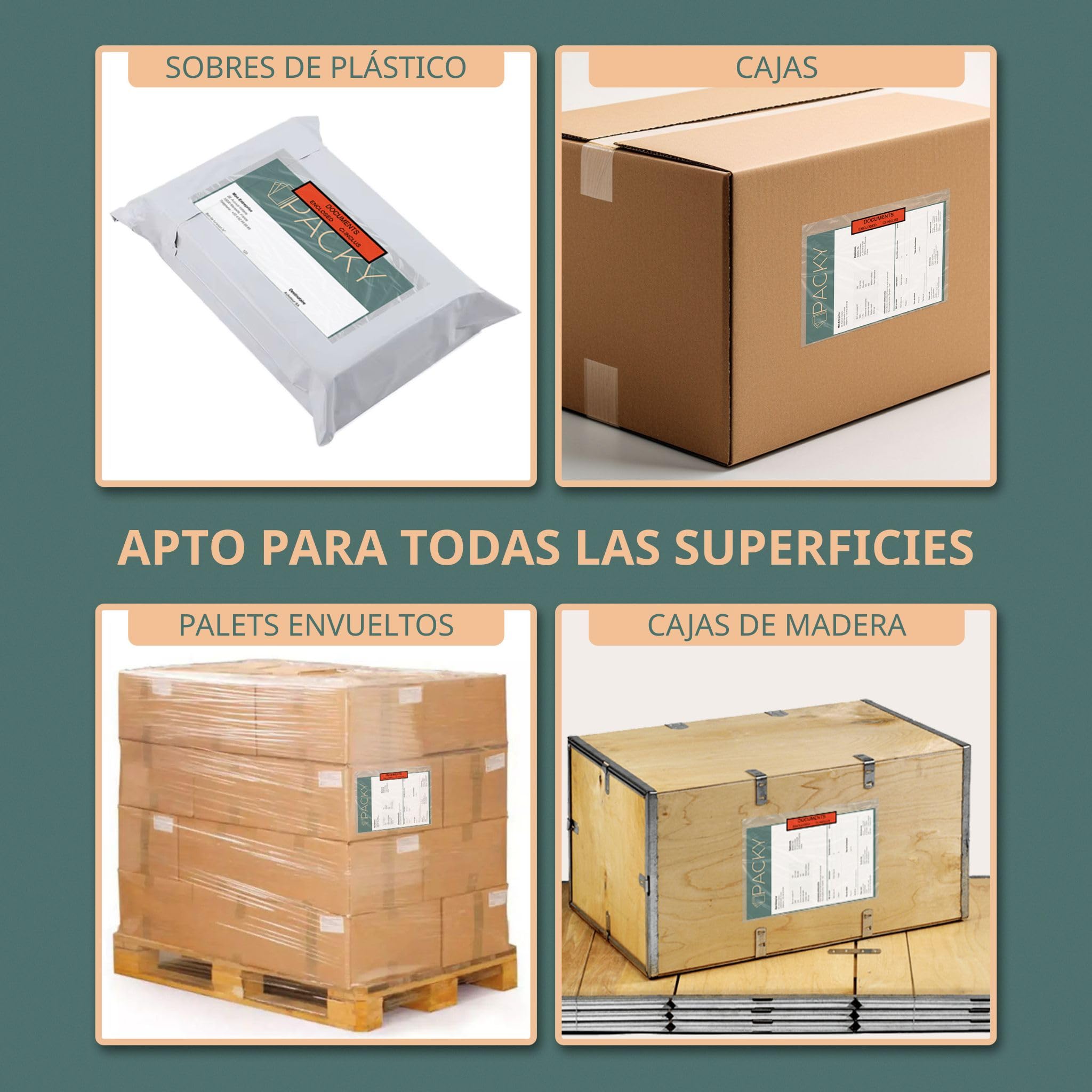 PACKY - Sobres Portadocumentos Adhesivos A5 225x165 mm - 1000 Unidades - Packing List - Sobre Documentación - Transparente