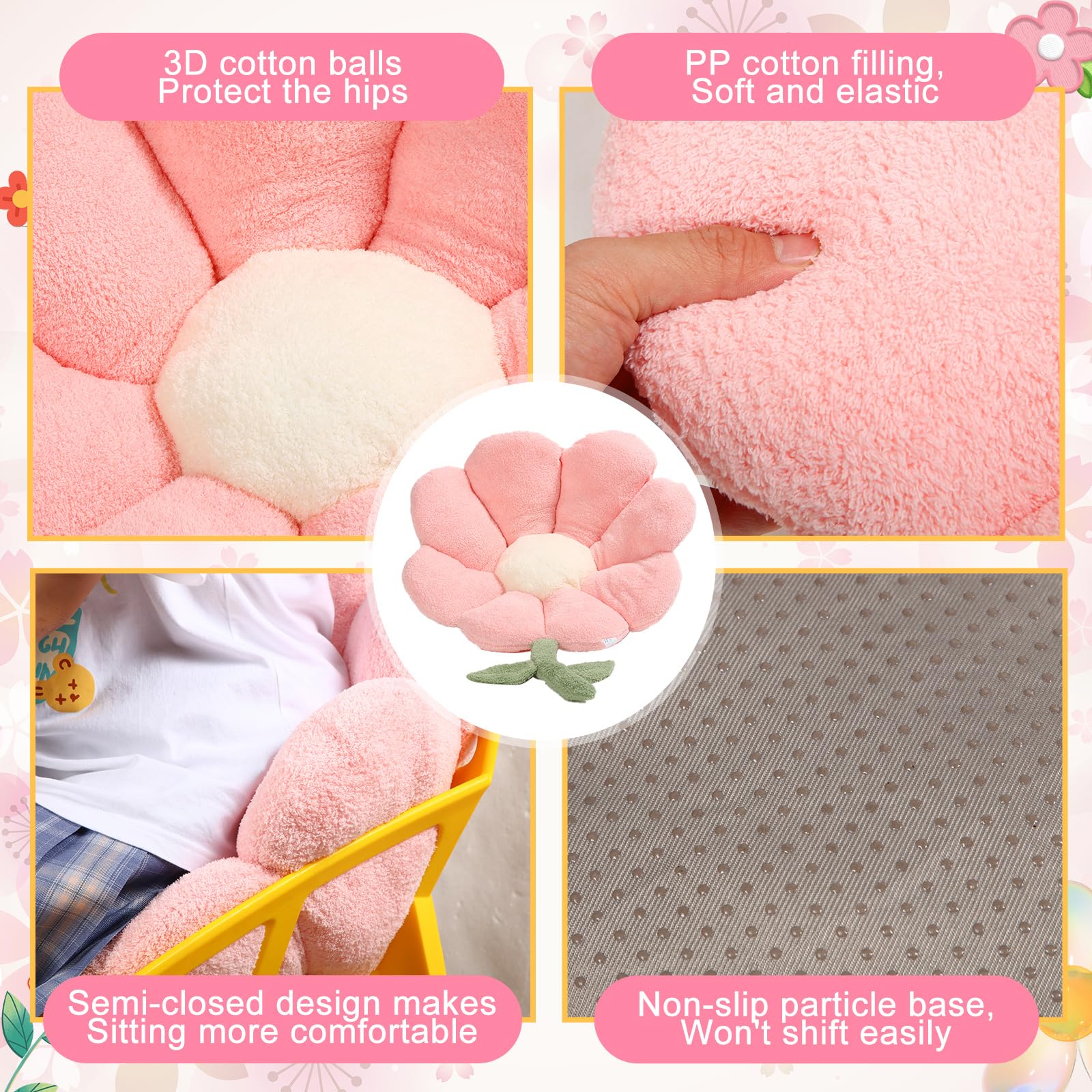 Amazon.com: Pinkunn 4 Pcs 26 Inch Flower Cushion Pillow Shaped