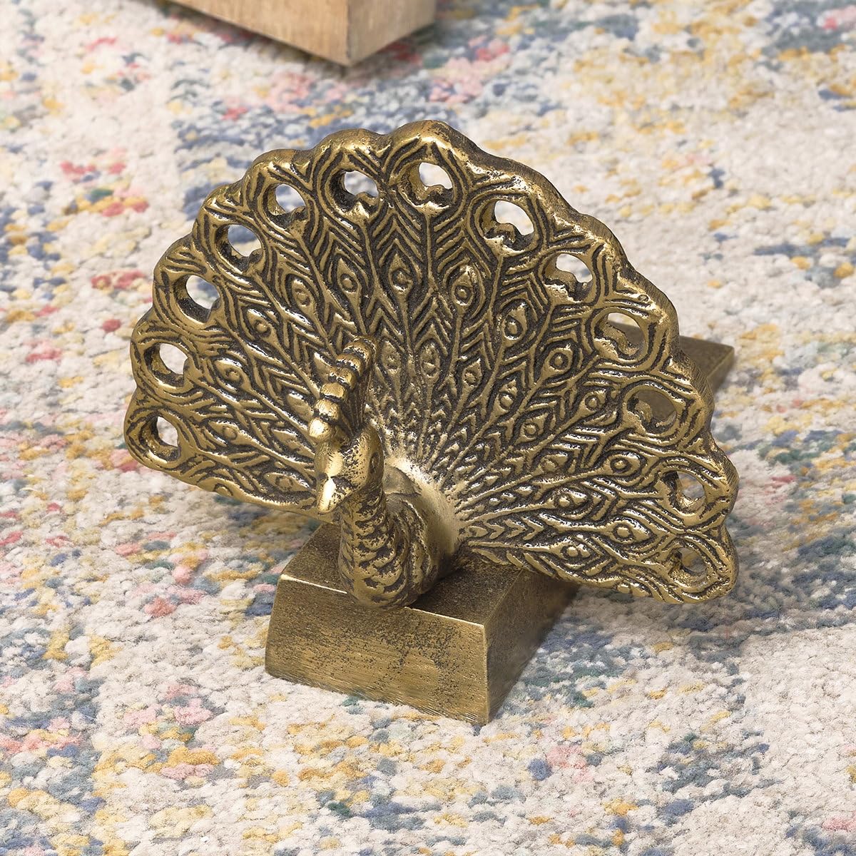 B&Q -  Antique Brass Gold Metal Peacock Doorstop