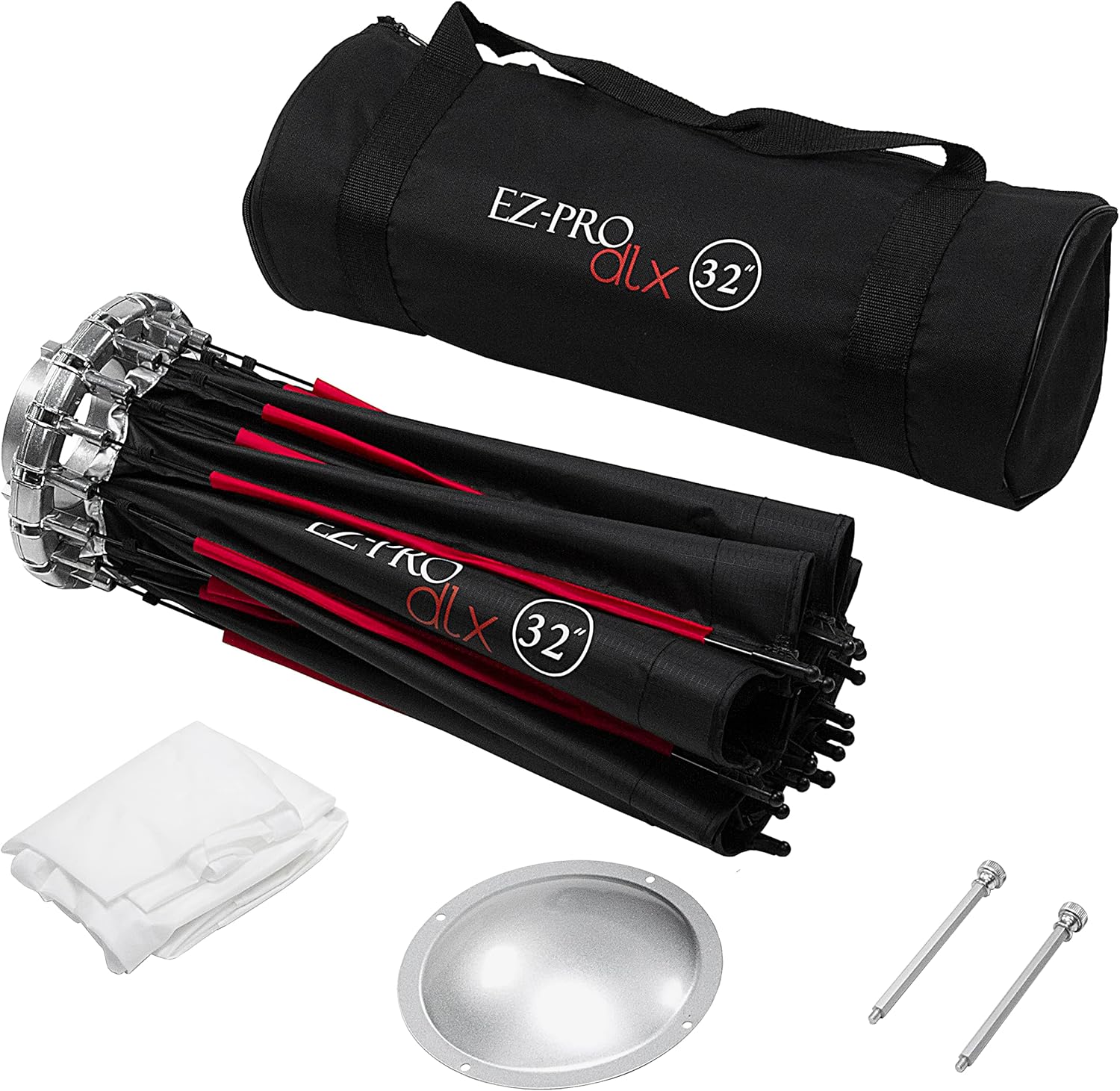 Fotodiox EZ-Pro DLX 32" Collapsible Beauty Dish & Softbox Combination with Bowens Insert & Grid - Silver Reflective Interior & Plate with Double Diffusion