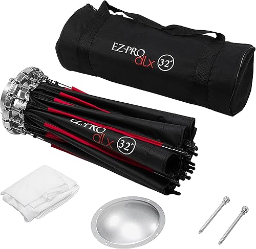 Miniatura 9 de Fotodiox EZ-Pro DLX - Combinación plegable de belleza de 24 pulgadas con inserto Bowens y rejilla, interior reflectante plateado y placa con doble