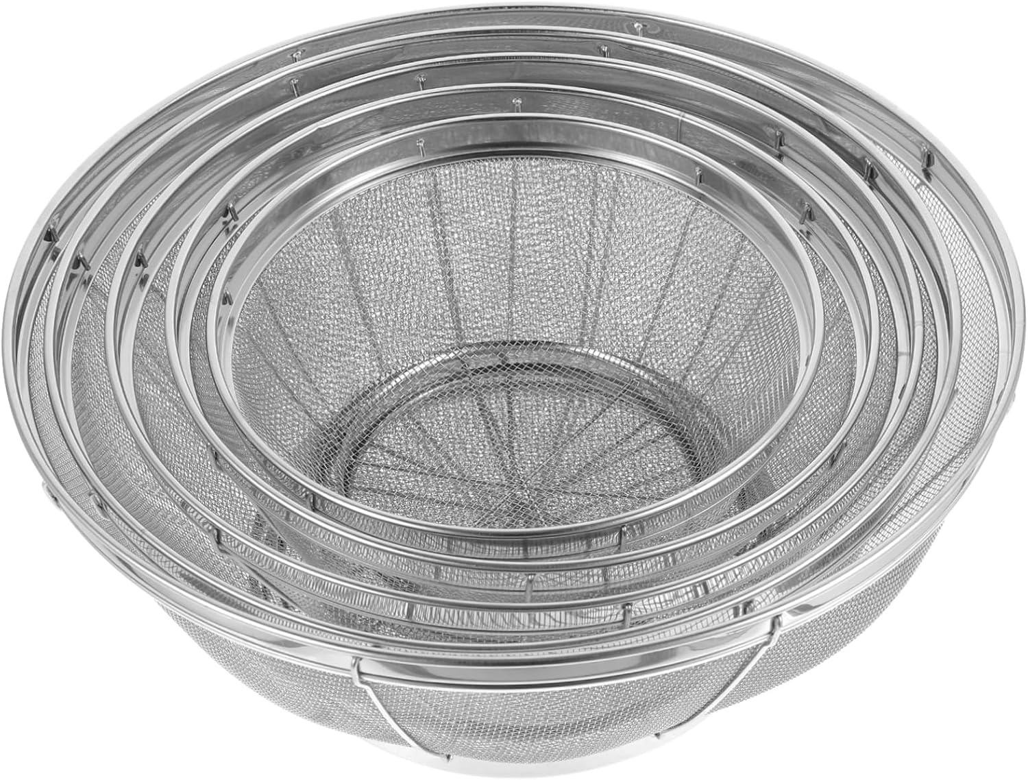 Garneck 5pcs Fine Mesh Stainless Steel Colanders for Washing Fruits and Vegetables Versatile Draining Baskets to Rice Straining and Food Prep