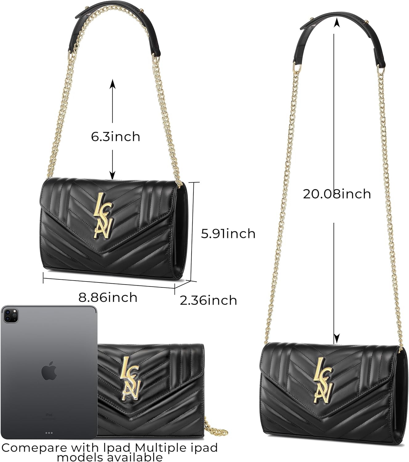 Chrysansmile Envelope Clutch Purses for Women Genuine Leather Crossbody Bags Fashion Quilted Womens Handbags with Chain - Image 3