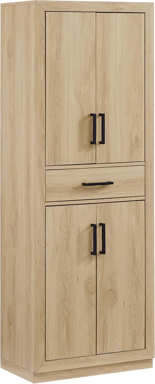 Crosley Furniture Isla Modern Kitchen Storage Pantry Cabinet with Shelves, Dining or Laundry Room, Ash