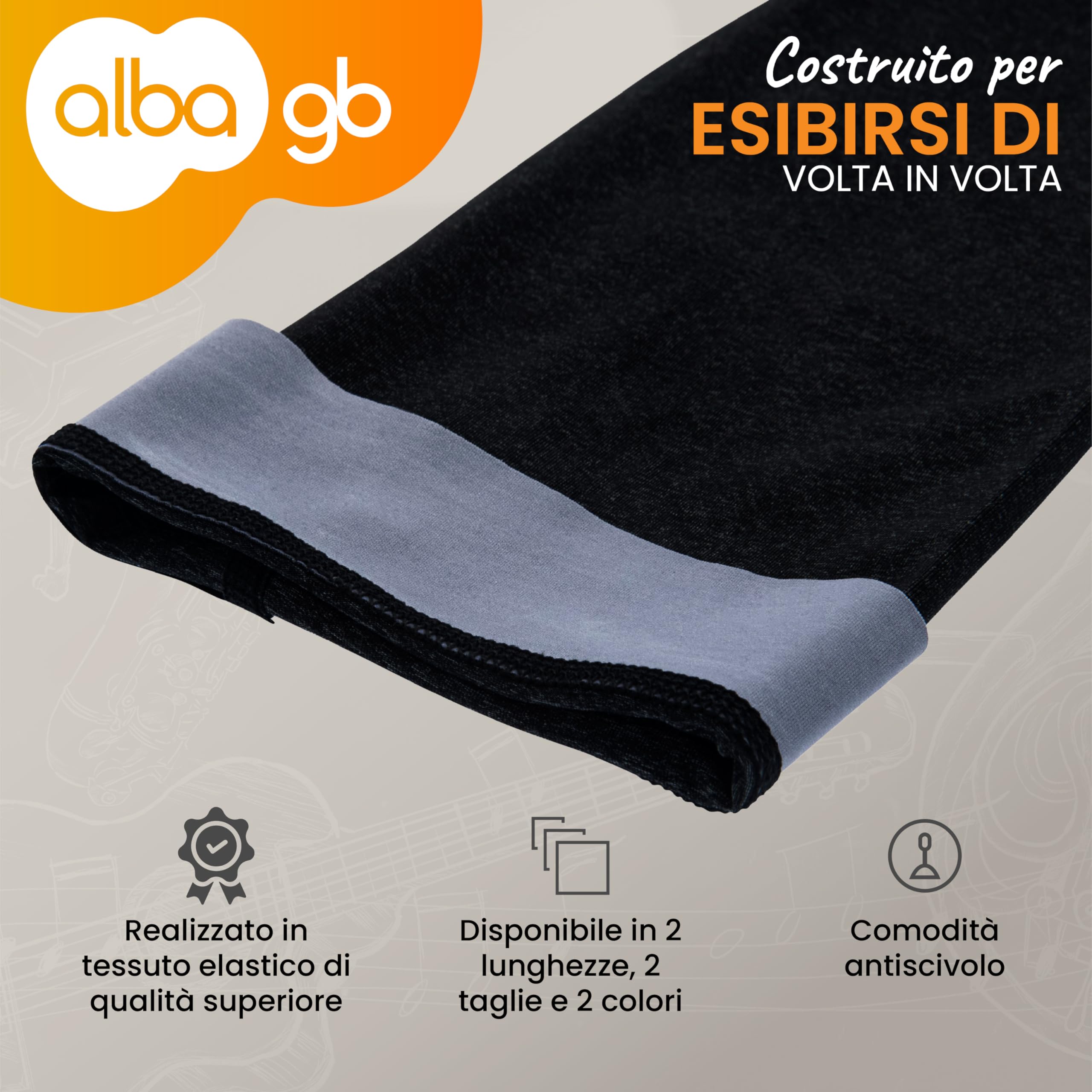 Manica da Braccio Nera per chitarristi, Manica da Braccio per Chitarra Classica, Chitarra elettrica, Chitarra Acustica, chitarristi Classici e chitarristi Flamenco Taglia piccola/media