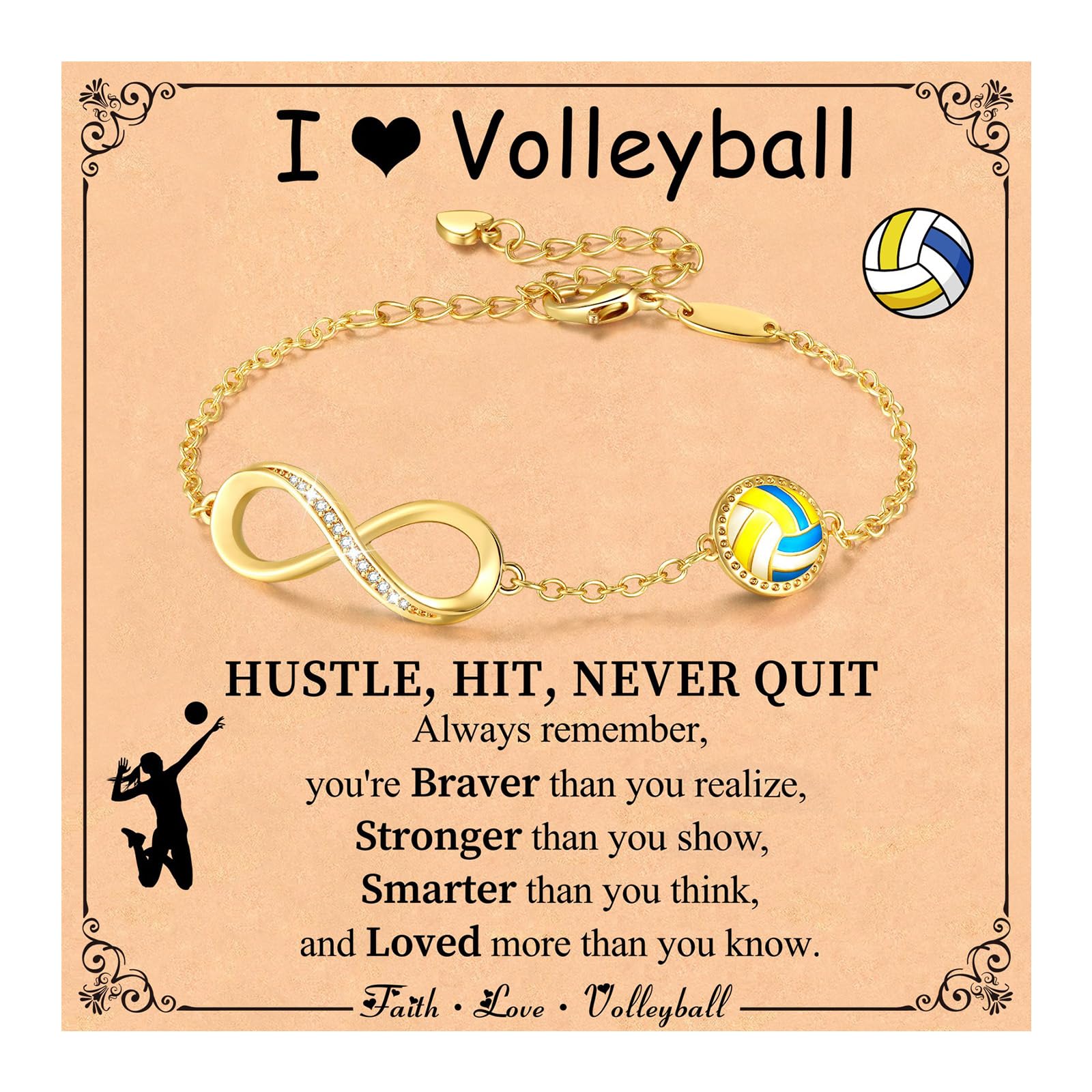 Miss Chipmunk Valentines Day Gifts for Her- Soccer/Softball/Volleyball/Football/Basketball Infinity Bracelets for Girls Women,14K Gold Plated Sport