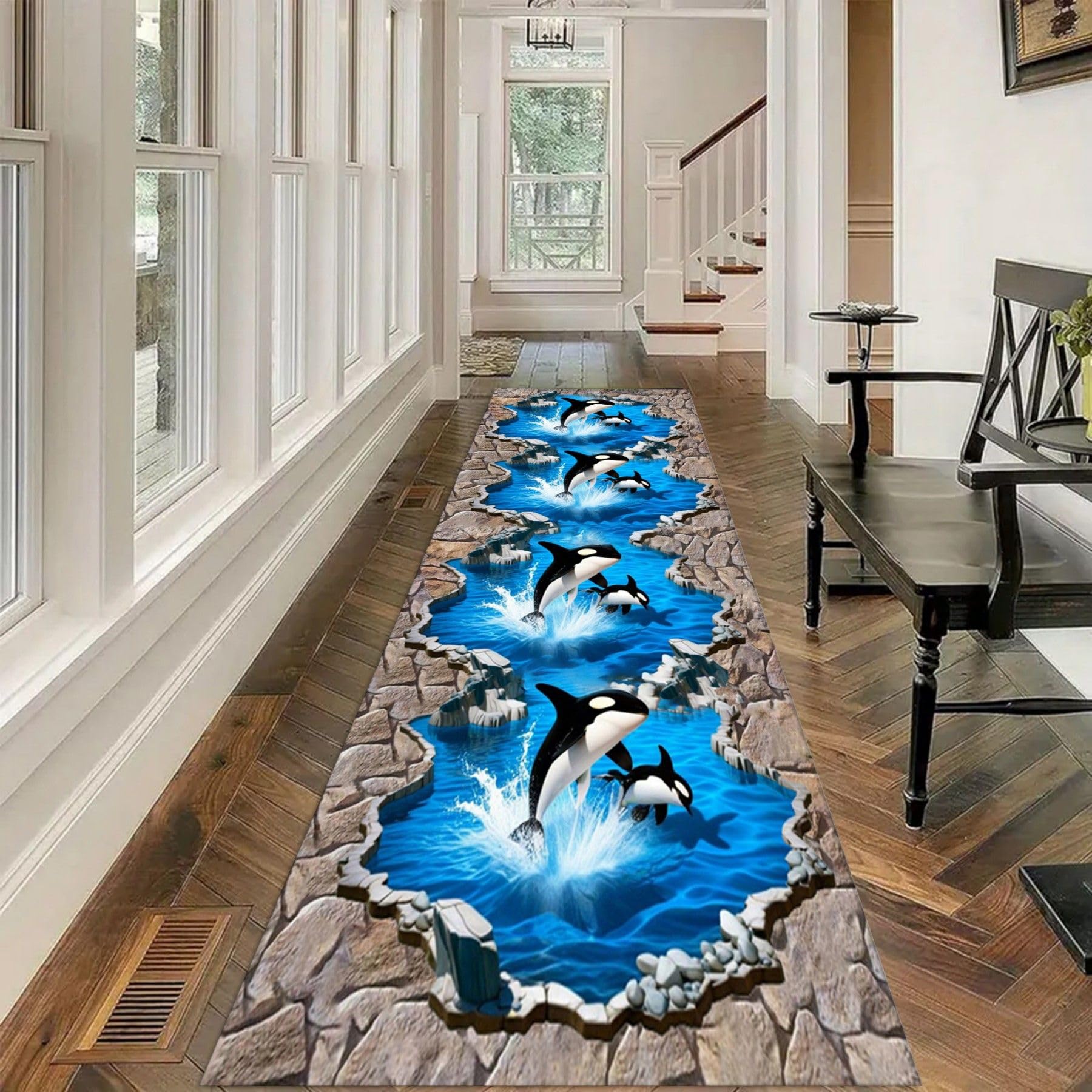 Amazon.com: Fouiunler Blue Ocean Orca Killer Whale Hallway Runner Rug  4x10ft 3D Sea Coastal Runner Rug Fade Resistant Washable Carpet for Bedroom  Laundry Room Kitchen Carpet Runner : Home & Kitchen