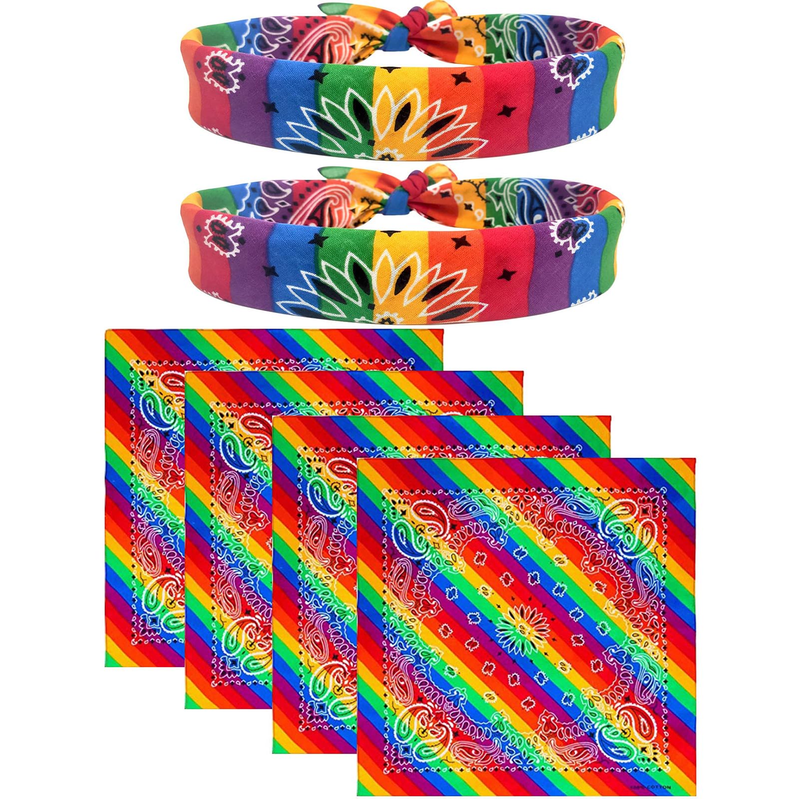 Yunvisty 6 pcs Rainbow Bandana Gay Pride Accessory Men and Women and Pets General LGBT Gay Pride LGBTQA Cotton Headband Multicolored Neckerchief Party Celebration Supplies LGBTQ Pride Decorations