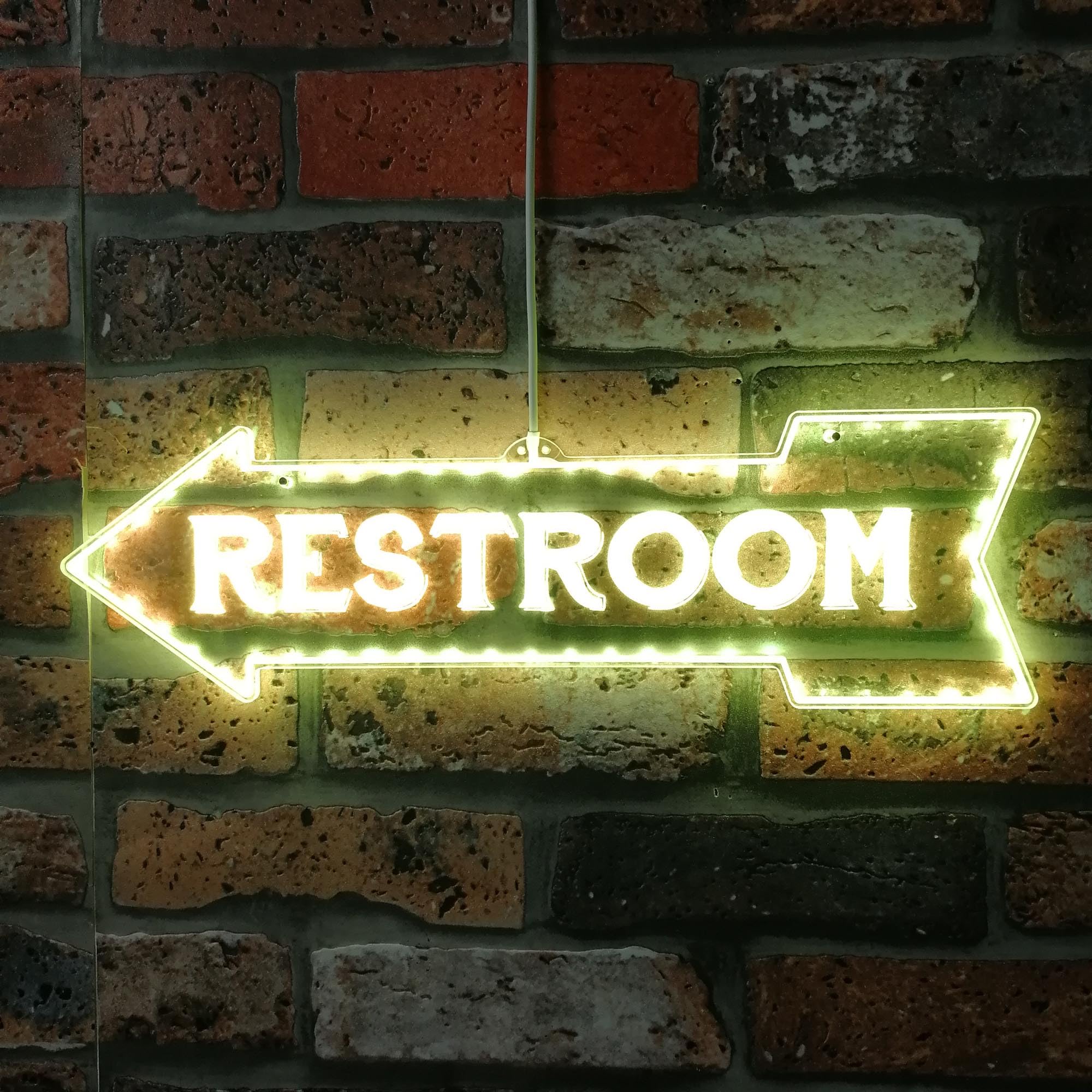 ADVPRO Restroom Arrow Left Vintage Style RGB Dynamic Glam LED Sign - Cut-to-Edge Shape - Smart 3D Wall Decoration - Multicolor Dynamic Signage st06s84-fnd-i0305-c