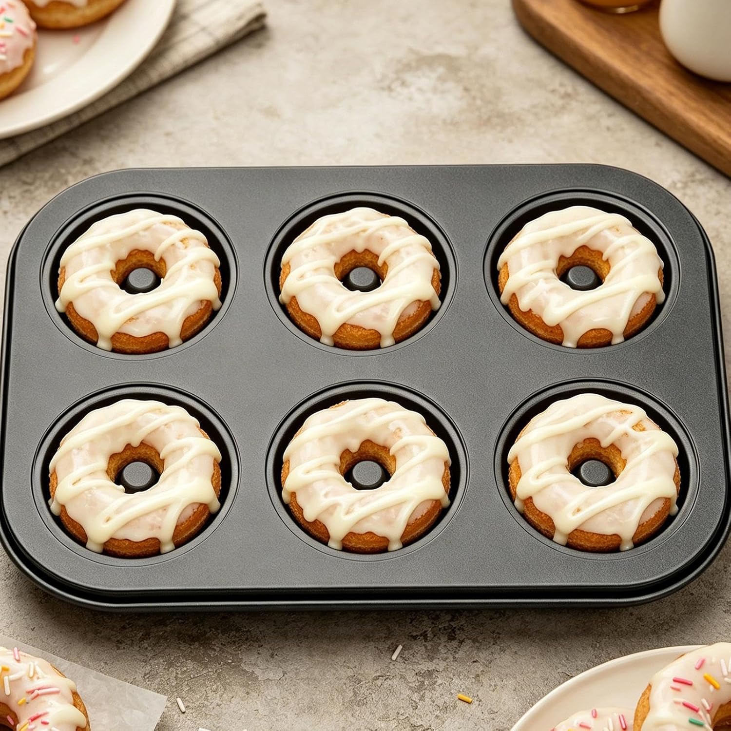 Donut Mold | 6-Cavity Easy Release Heat-Resistant Bakeware,Donut Baking Pans for Oven 26.5x18.5x4cm/10.43x7.28x1.57 inches - for Bagel Cake Candy Chocolate Pastry Home Baking Commercial
