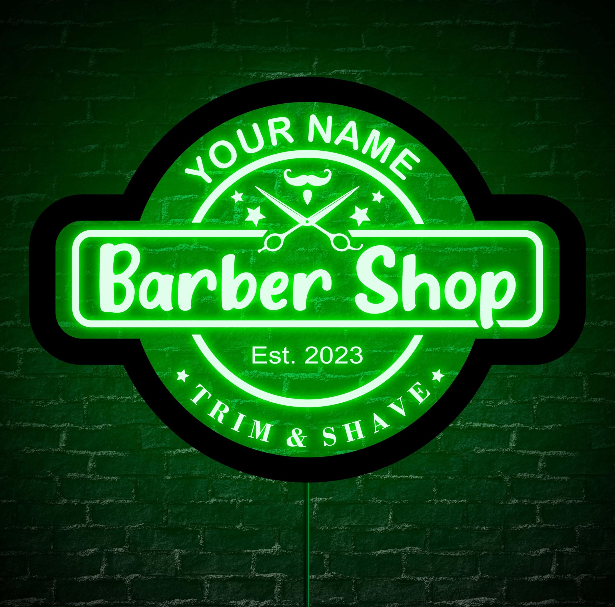 zouwii Custom Barber Shop Neon Sign, Barber Shop LED Sign, Hair Salon Neon Sign, Salon Neon Sign, Barber Shop Wall Art, Barber Shop Decor