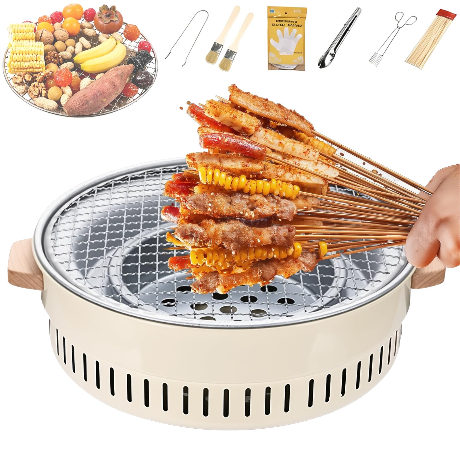 Gril barbecue charbon pour cuisine dans le jardin et réunion de famille