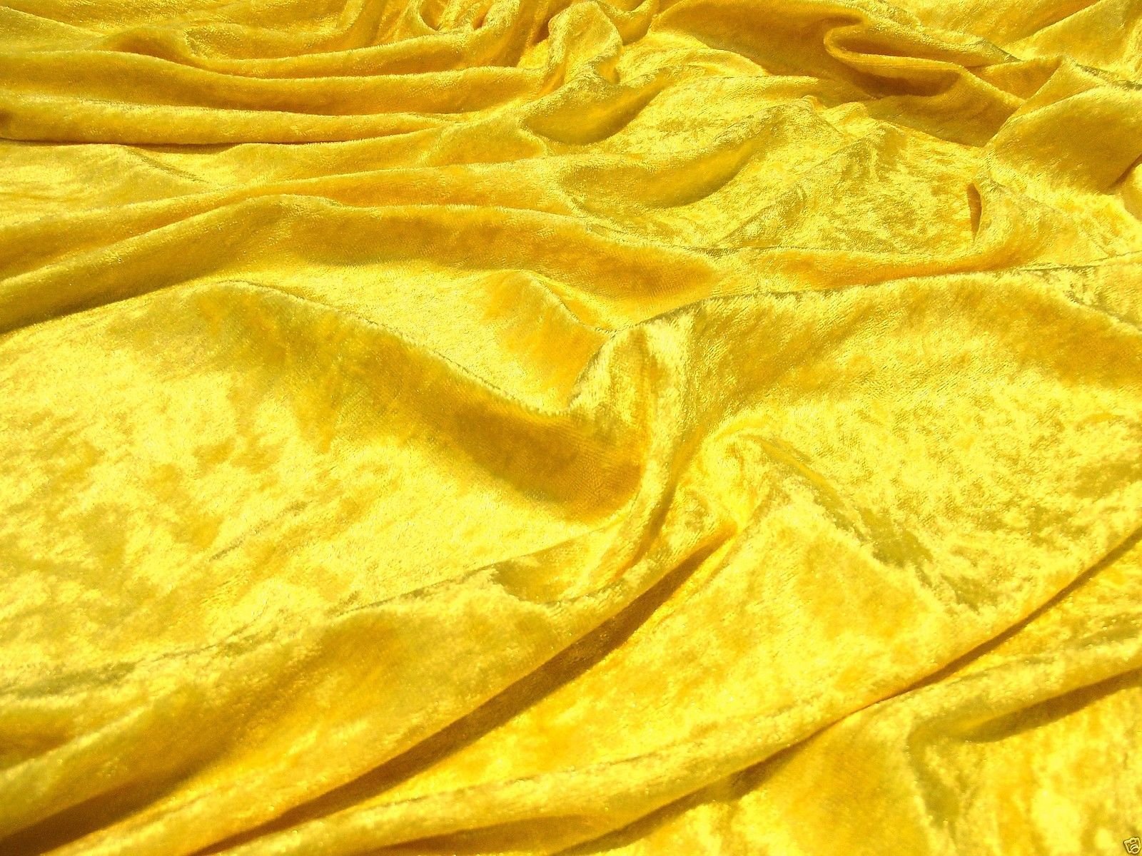 Crushed Velvet Velour Fabric Material - Canary Yellow, 1Mtr - 150cmx100cm
