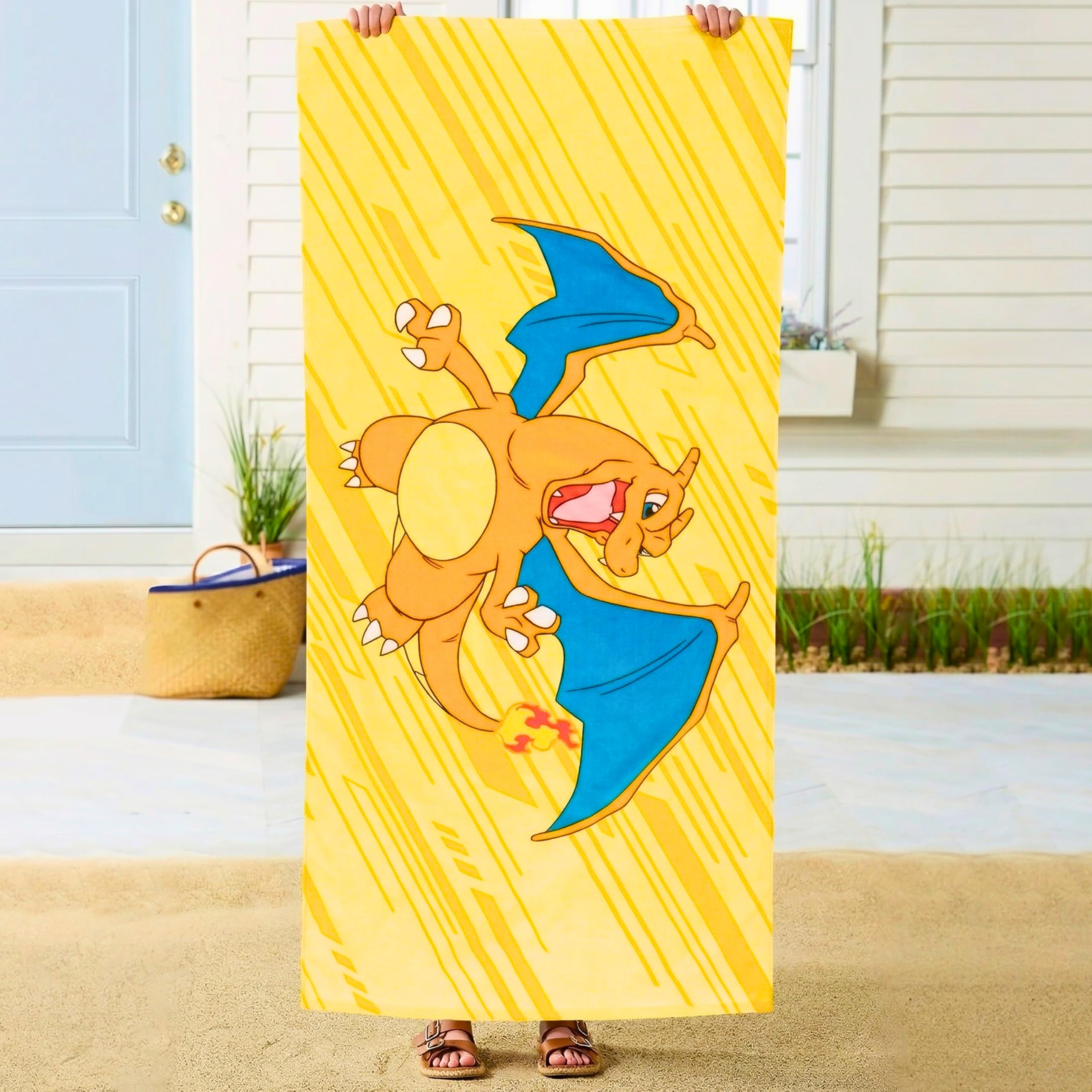 Pokemon Charizard Fire Kids Cotton Beach Towel, 58 x 28 Inch, Soft & Absorbent Pool, Bath & Beach Towel (Officially Licensed Product) by Franco