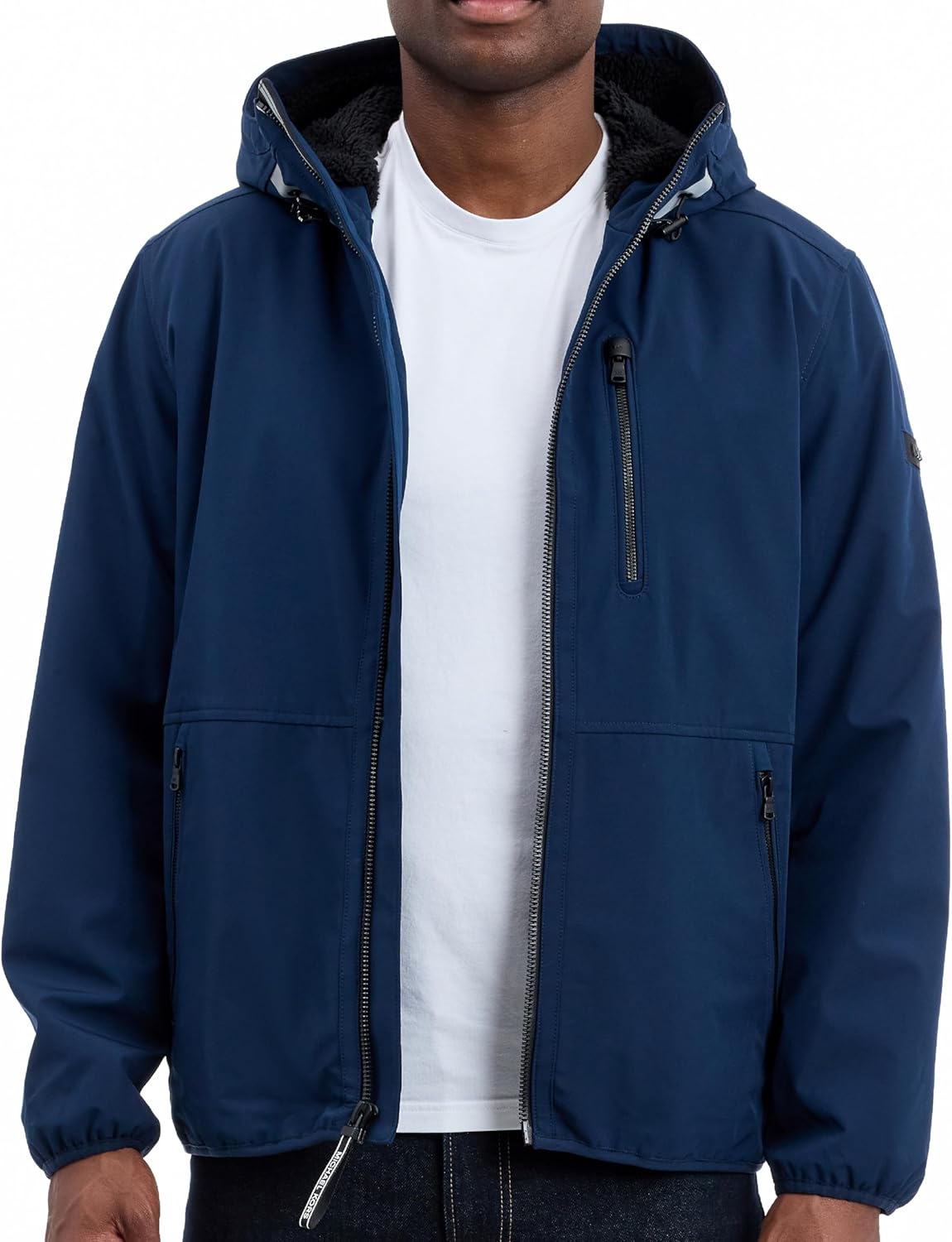 Michael Kors mens Softshell Jacket With Faux Sherpa Lining, Wind and Water Resistant Jackets for Men