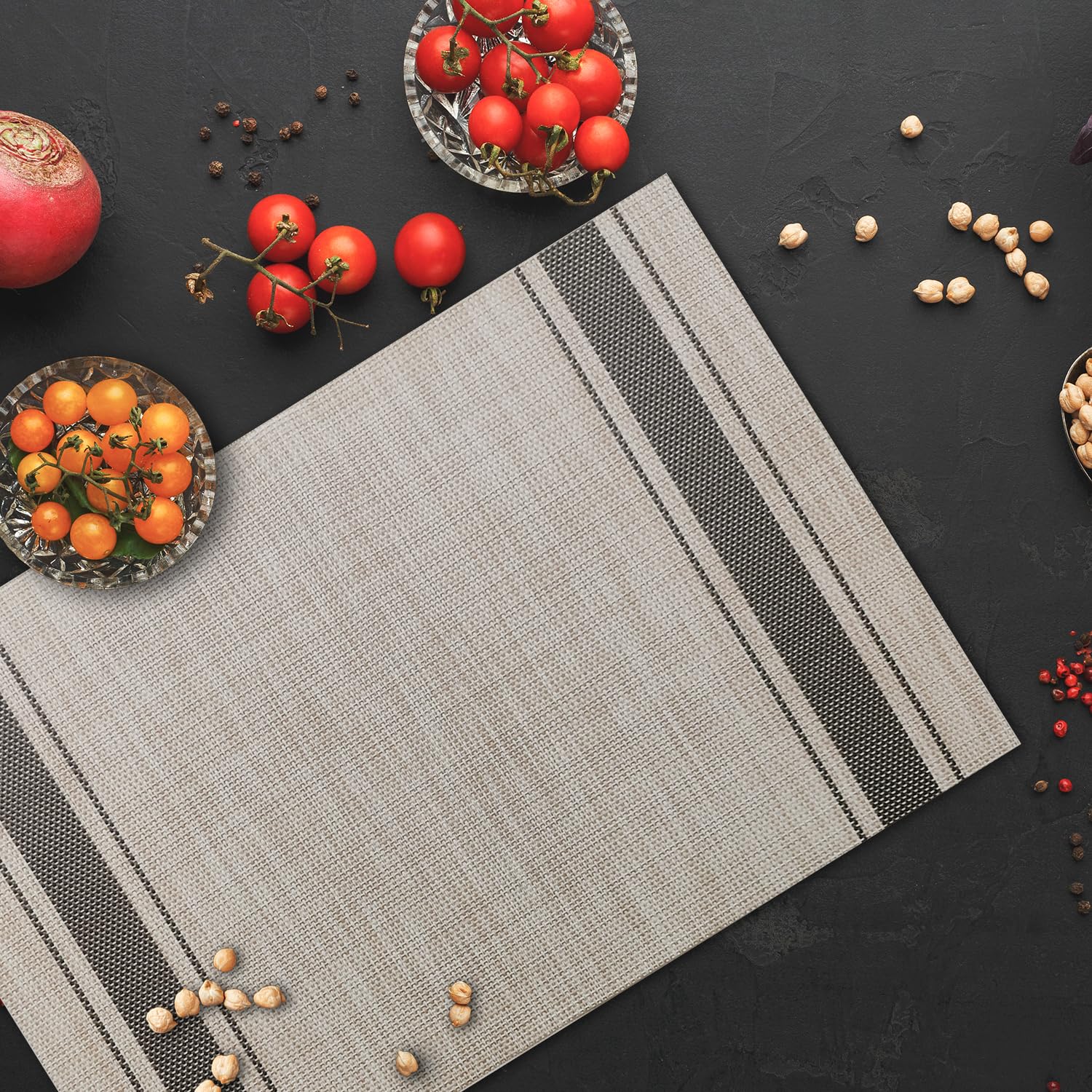 Juego de 4 manteles individuales de vinilo tejido lavables, resistentes al calor, antideslizantes, fáciles de limpiar, resistentes al agua, para comedor en interiores y exteriores, cocina, patio (4,