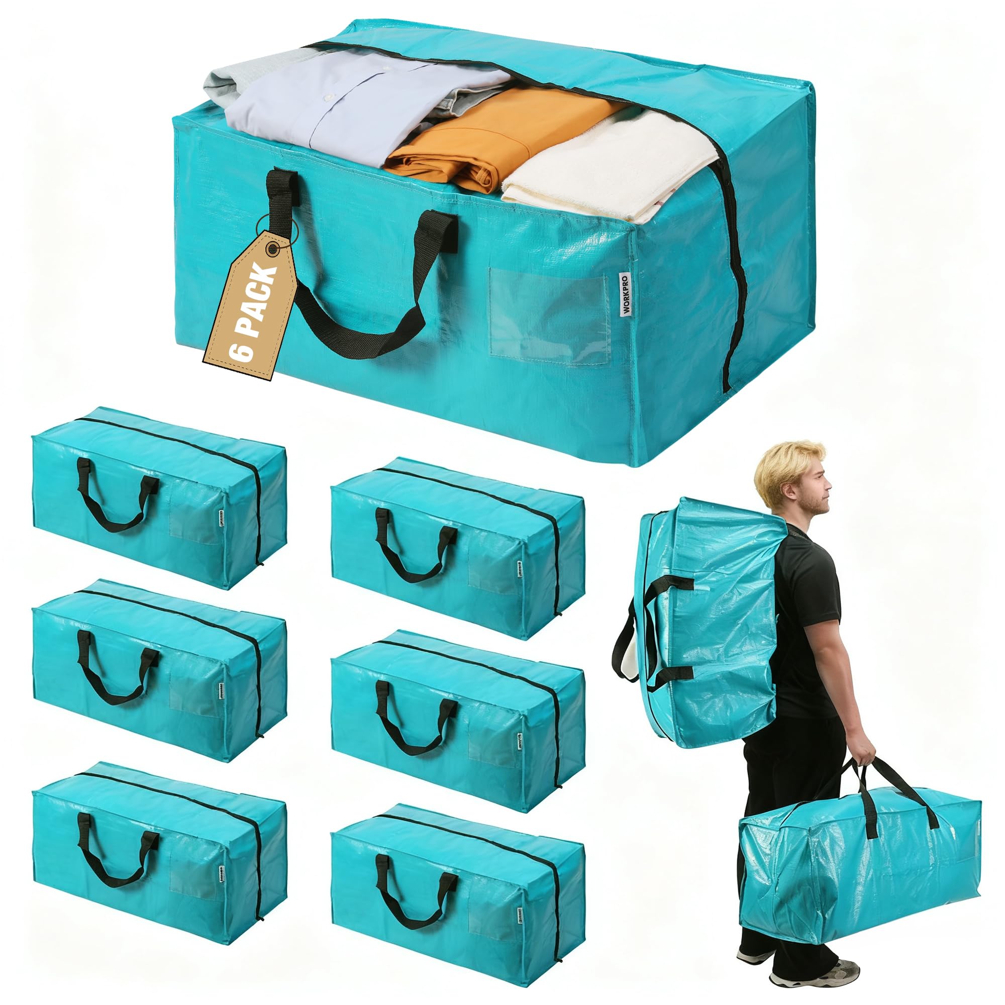 Amazon.com: WORKPRO 6 Pack Extra Large Moving Bags with Zippers