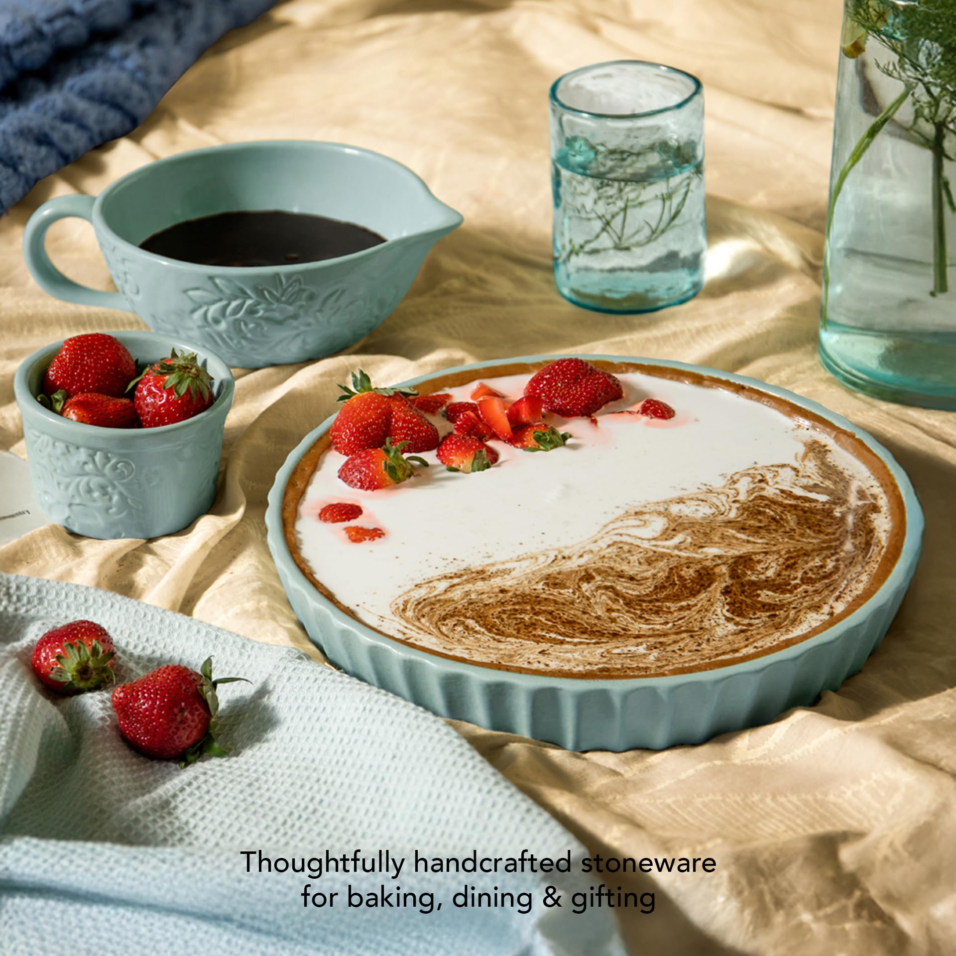 Ellementry Round Upper Crust Ceramic Tart Dish (1500 ml) For Serving And Organizing, Platter For Kitchen, Coffee Table & Dining Room Table, Food-Safe Tray For Gifting & Home Décor 2