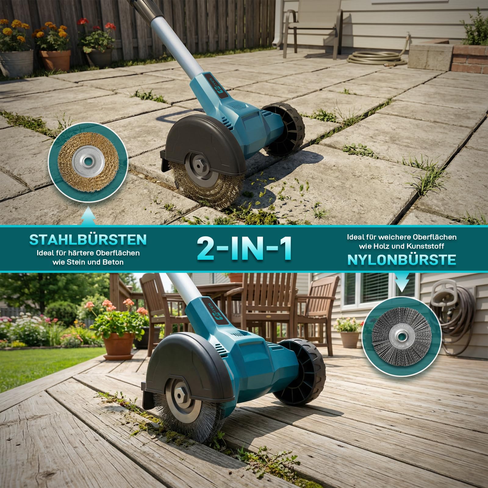 ohyes Akku-Fugenreiniger Kompatibel mit Makita 18v B Series Batterie mit verstellbarem Teleskopführungsgriff für Garten und Hof(Batterie Nicht enthalten)