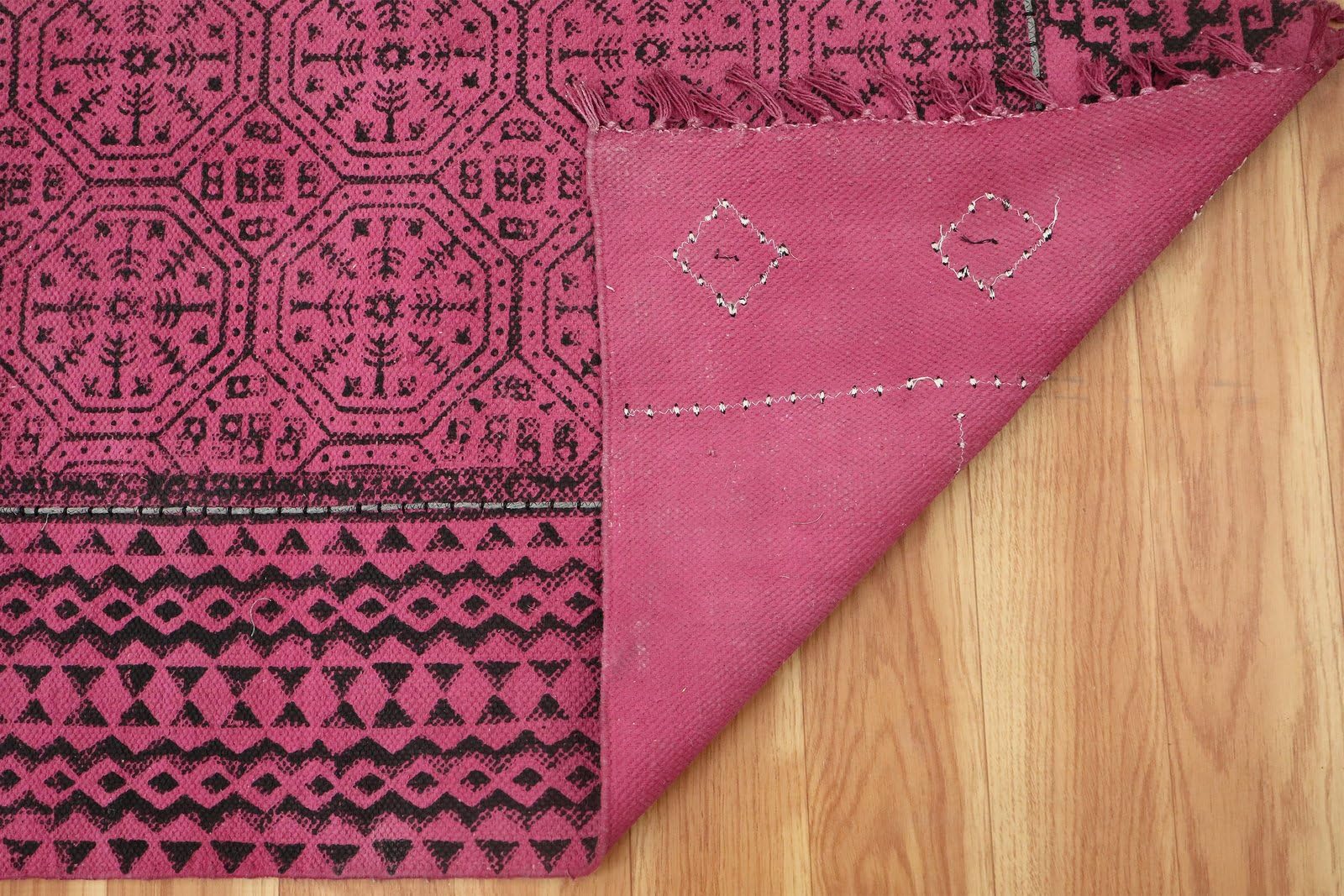 Kelim-Teppich, 4 x 15 cm, Baumwollläufer, rotes Flachgewebe, 0,19 Zoll, waschbarer handgewebter Teppich für drinnen und draußen, Läuferteppiche für Flure, Treppen, Korridore