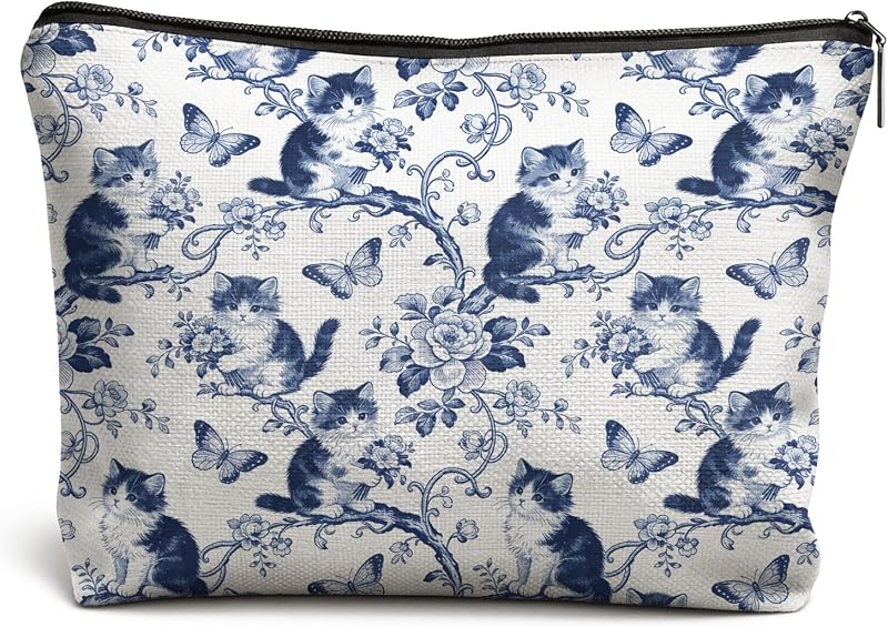 Necessaire de maquiagem DOFQZ com estampa floral e borboleta, fechamento com zíper, cor 26Child