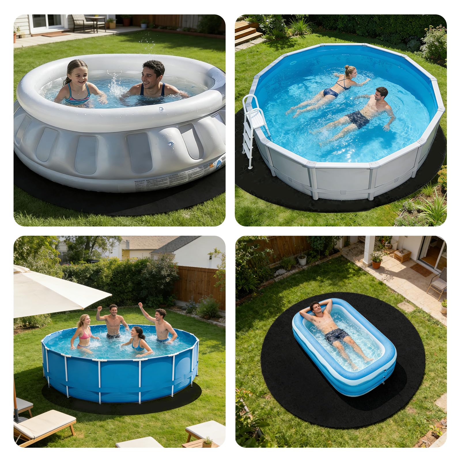 Tapis de Sol Piscine Extérieur, 460 CM Tapis sous Piscines Hors Sol Rond, 200 g/m², géotextile Non tissé, Installation Facile, Découpe Simple, Protection pour Éviter Perforations Objets