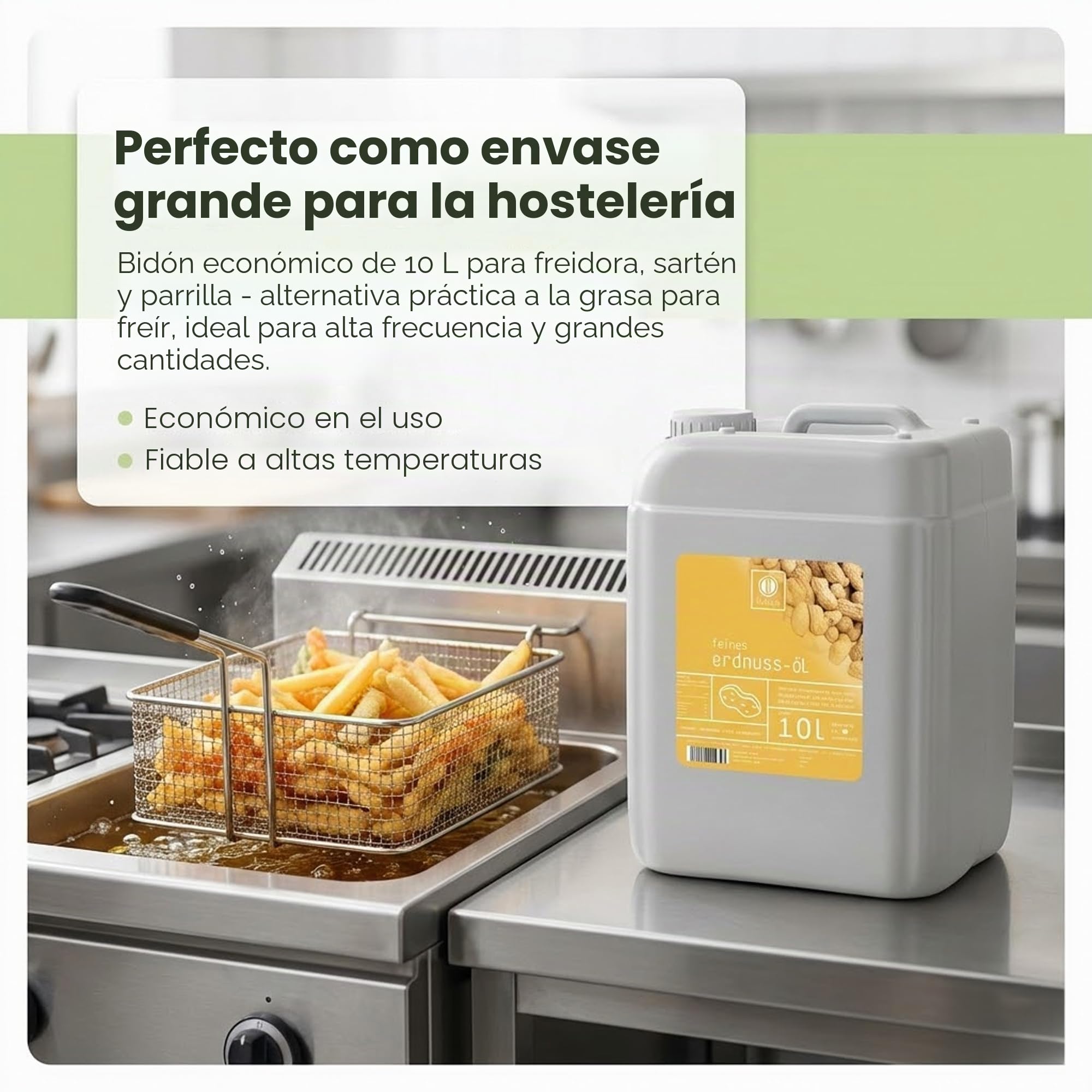 Fuduu.de - Aceite de cacahuete, 10 L, aceite de cocina para freír, freír o cocinar, aceite para freír muy alto, aceite para freír como alternativa a la grasa para freír, vegano y sin gluten