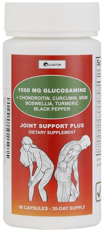 GLADTON Suplemento Articular com Glucosamina, Condroitina, MSM, Curcumina, Cúrcuma e Boswellia, 90 cápsulas