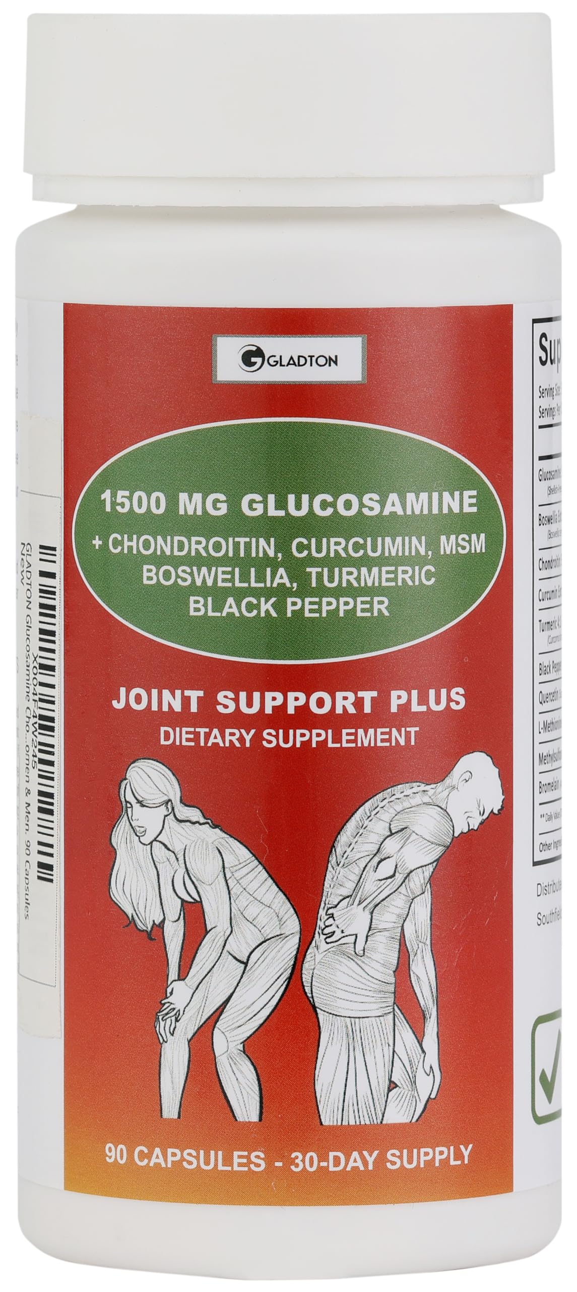 Glucosamine Chondroitin MSM Curcumin Turmeric Boswellia - Joint Support Supplement for Bone Back Knee Hand Flexibility, Mobility - Joint Health Supplement for Women & Men - 90 Capsules