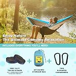 SZHLUX hamac de camping double et simple, hamacs portables indispensables pour le camping avec 2 sangles d'arbre et sac de transport, idéal pour l'extérieur, l'intérieur, la plage, gris clair / bleu ciel