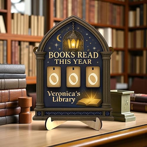 Miniatura 20 de Letrero Personalizado de Libros Leídos, Contador de Libros Leídos Este Año, Decoración de Biblioteca, Letrero de Seguimiento de Libros para