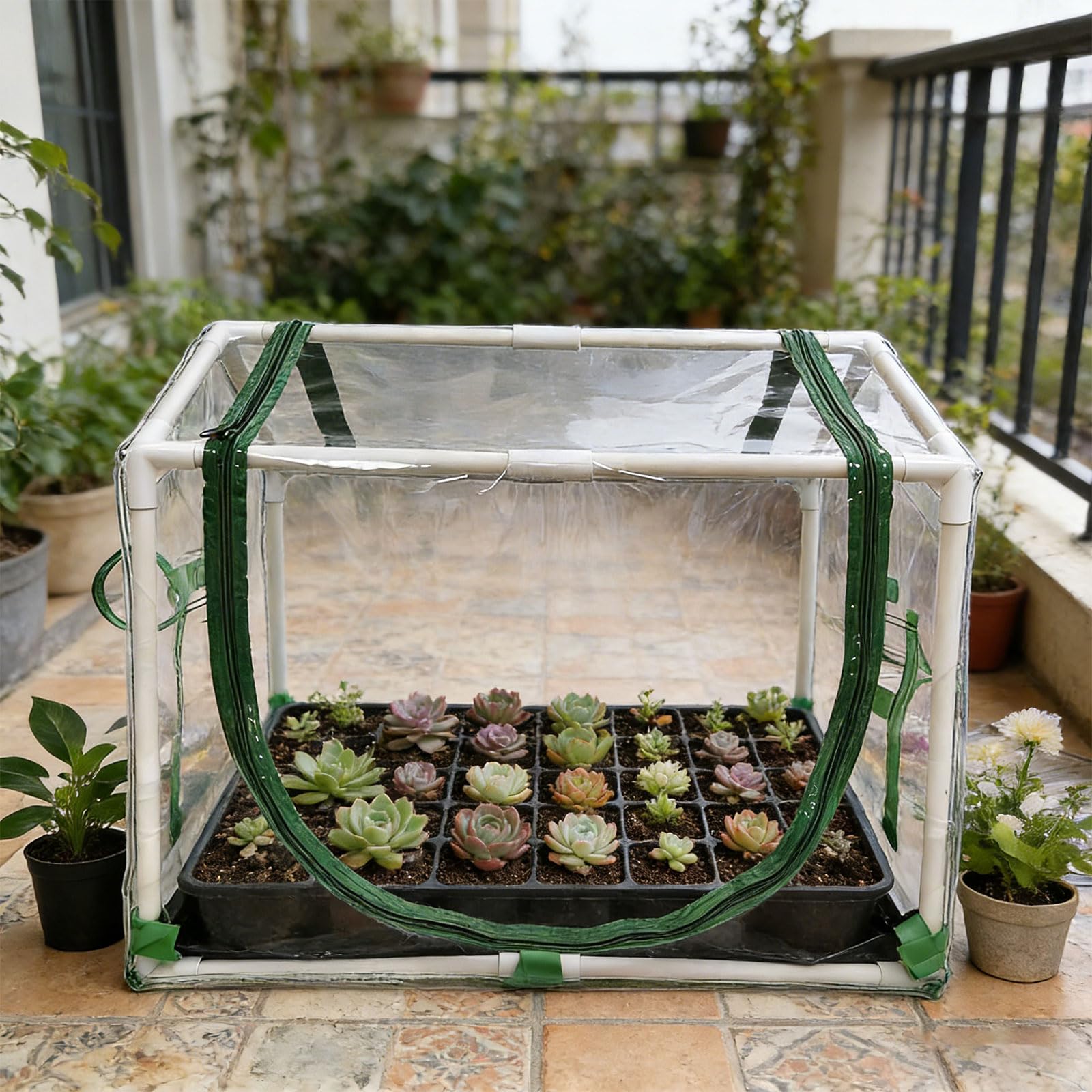 MHADBKH Serre de propagation portable pour plantes grasses et fleurs 60 x 40 x 50 cm avec transmission de la lumière du soleil et contrôle de la chaleur Fournitures de jardinage pour plantes