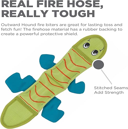 Vista 59 de Outward Hound - Fire Biterz. Juguetes chillones para perro hechos de material para mangueras contra incendio reales Rojo (Red Dragon)