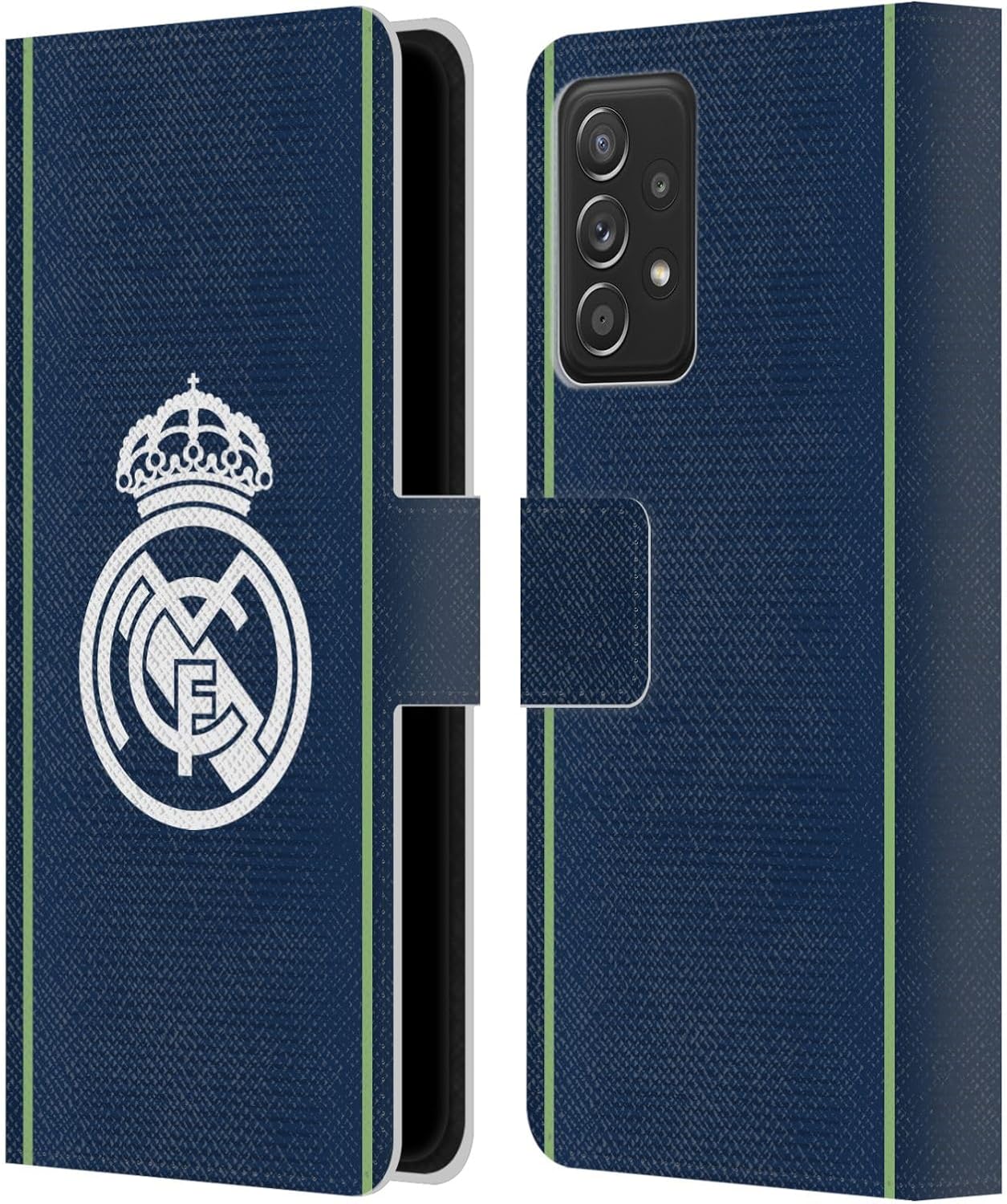 Head Case Designs Officially Licensed Real Madrid CF Dark Blue Badge Leather Wallet Case Compatible with Galaxy A52 / A52s / 5G (2021)