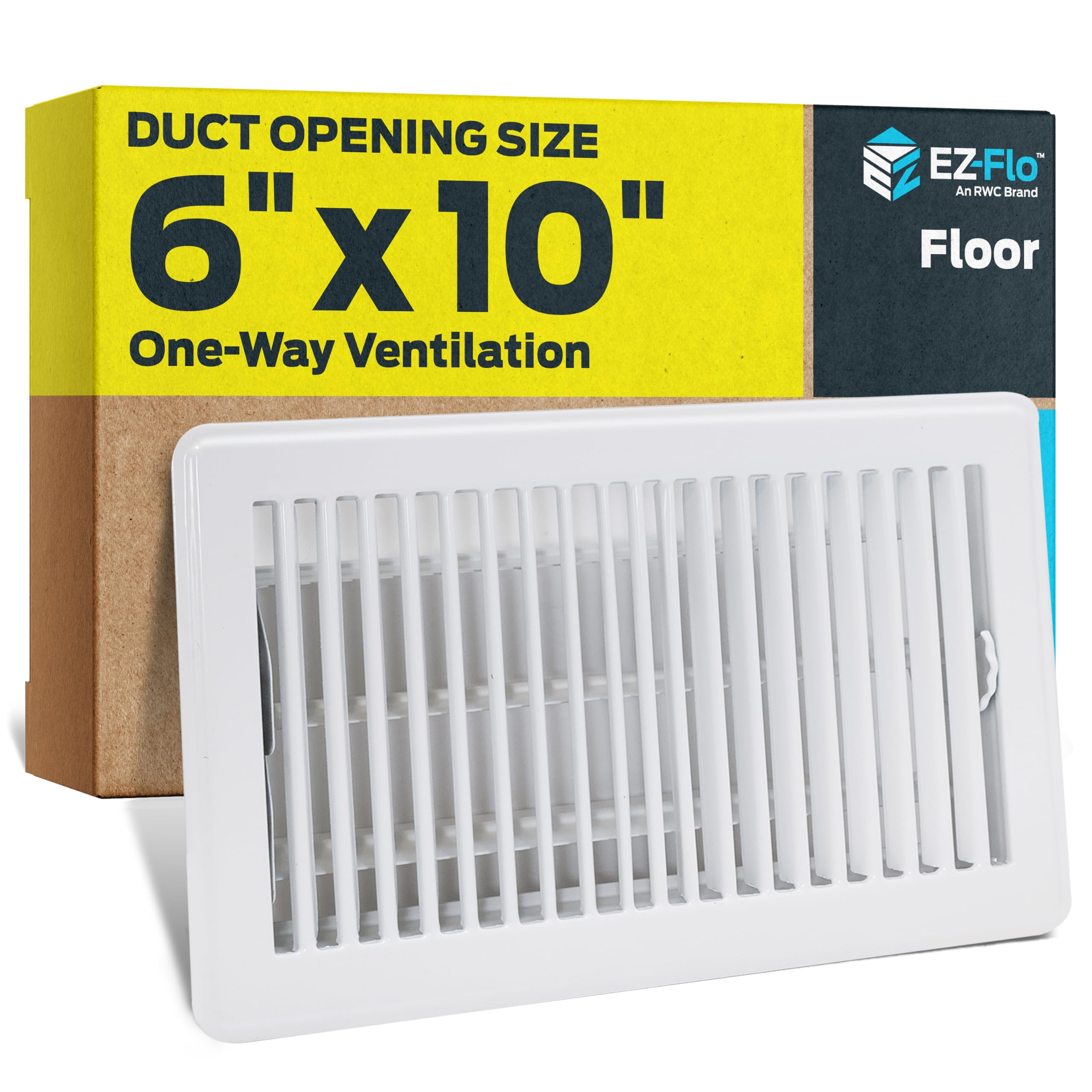 6 x 10 Inch (Duct Opening) Floor Register Vent Cover by EZ-FLO – 6 in. x 10 in., Steel, White, Model 61637