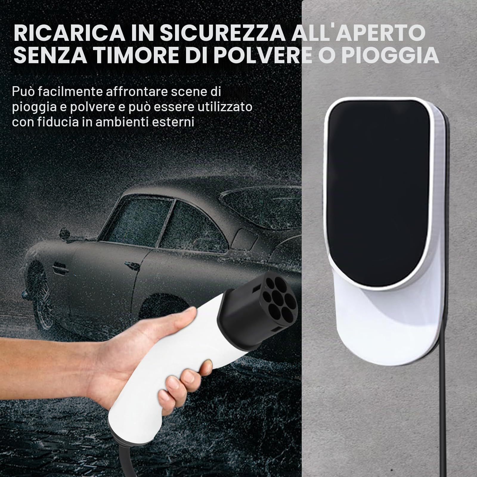 Adattatore da Tipo 2 a Schuko per Stazioni di Ricarica Auto IEC 62196 - Cavo di Ricarica EV per Wallbox