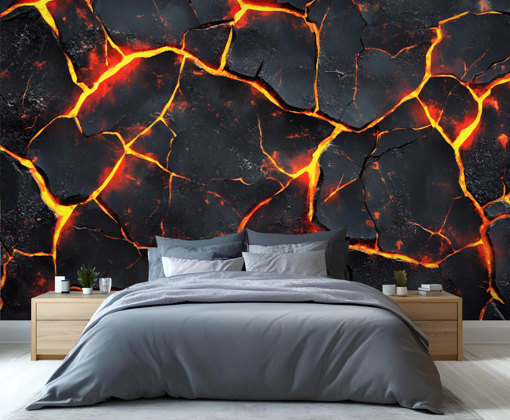 YXQAIED Wallpaper - Black and Gold Home Decor & Mural, Lava Bedroom Wallpaper, Optical Illusion Wallpapers for Living Room, Not Self-Adhesive Large Wall Murals