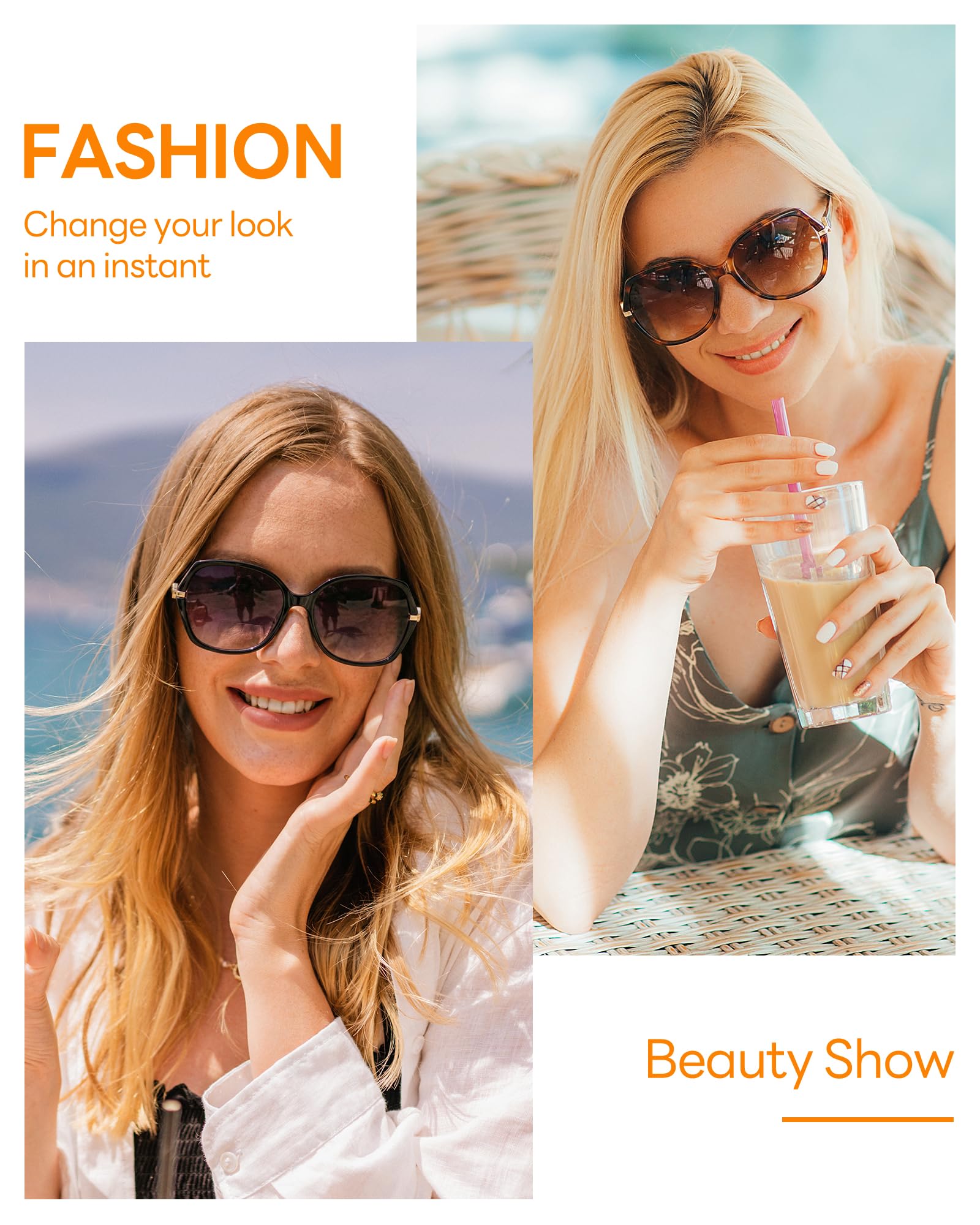 JM Bifocal Reading Sunglasses for Women, Fashion Oversized Sun Readers UV400 Protection Spring Hinges - 2