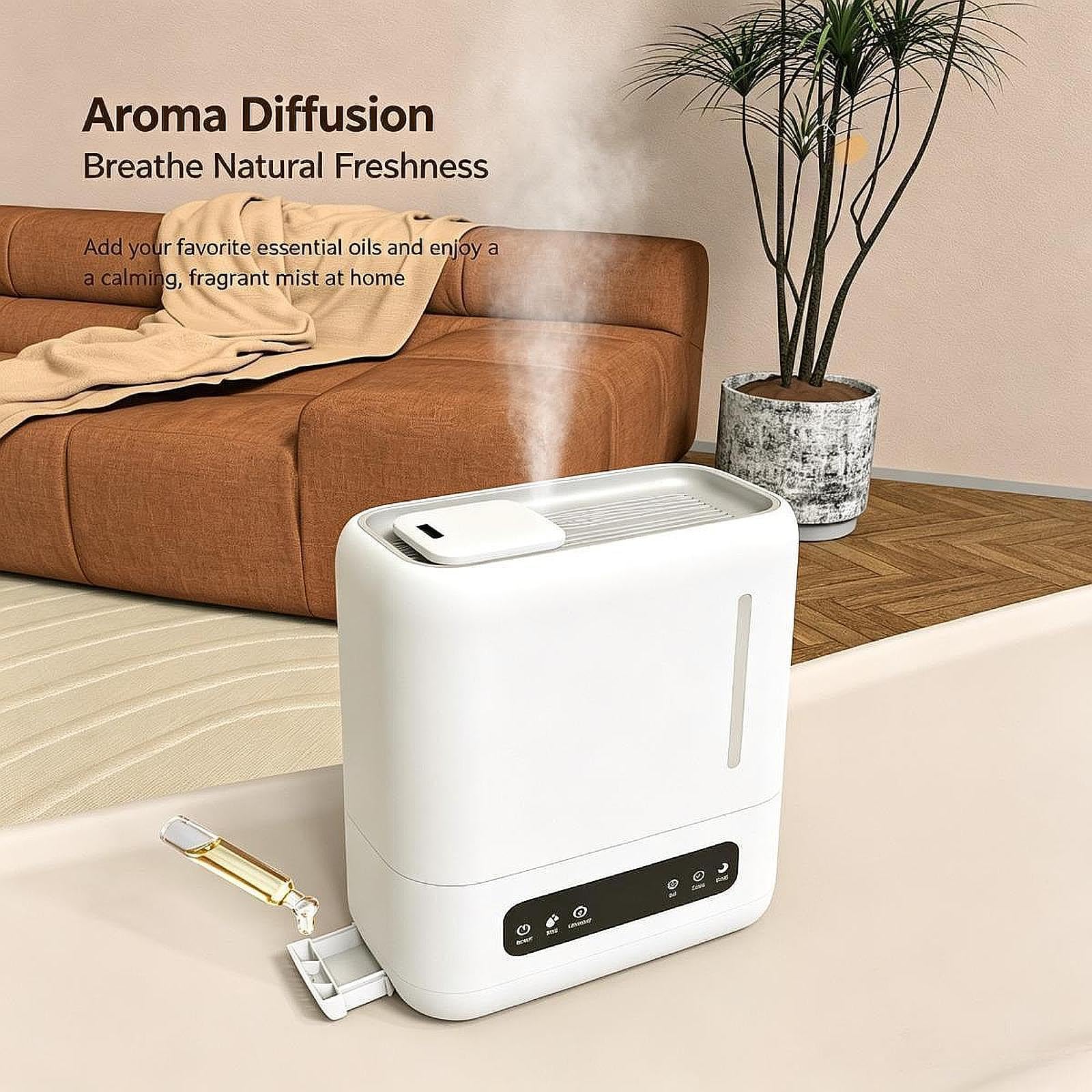 Humidificador de Aire Humidificador Aromas Difusor Vaporizador Llenado desde Arriba 4 L Niebla Abundante Modo Silencioso Protección Cuerpo PP
