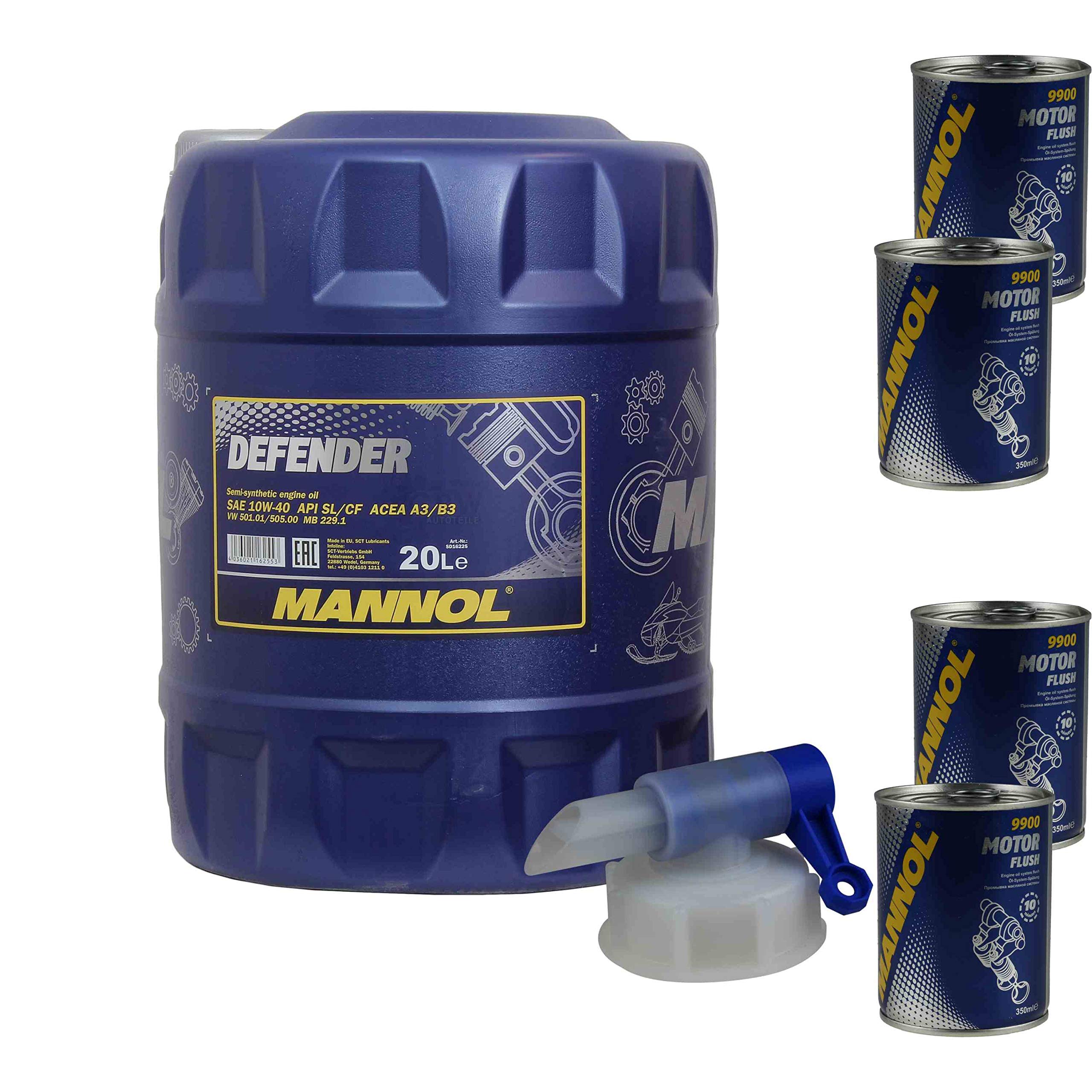 Mannol Defender 10W-40 - Aceite para motor (20 L, 4 unidades