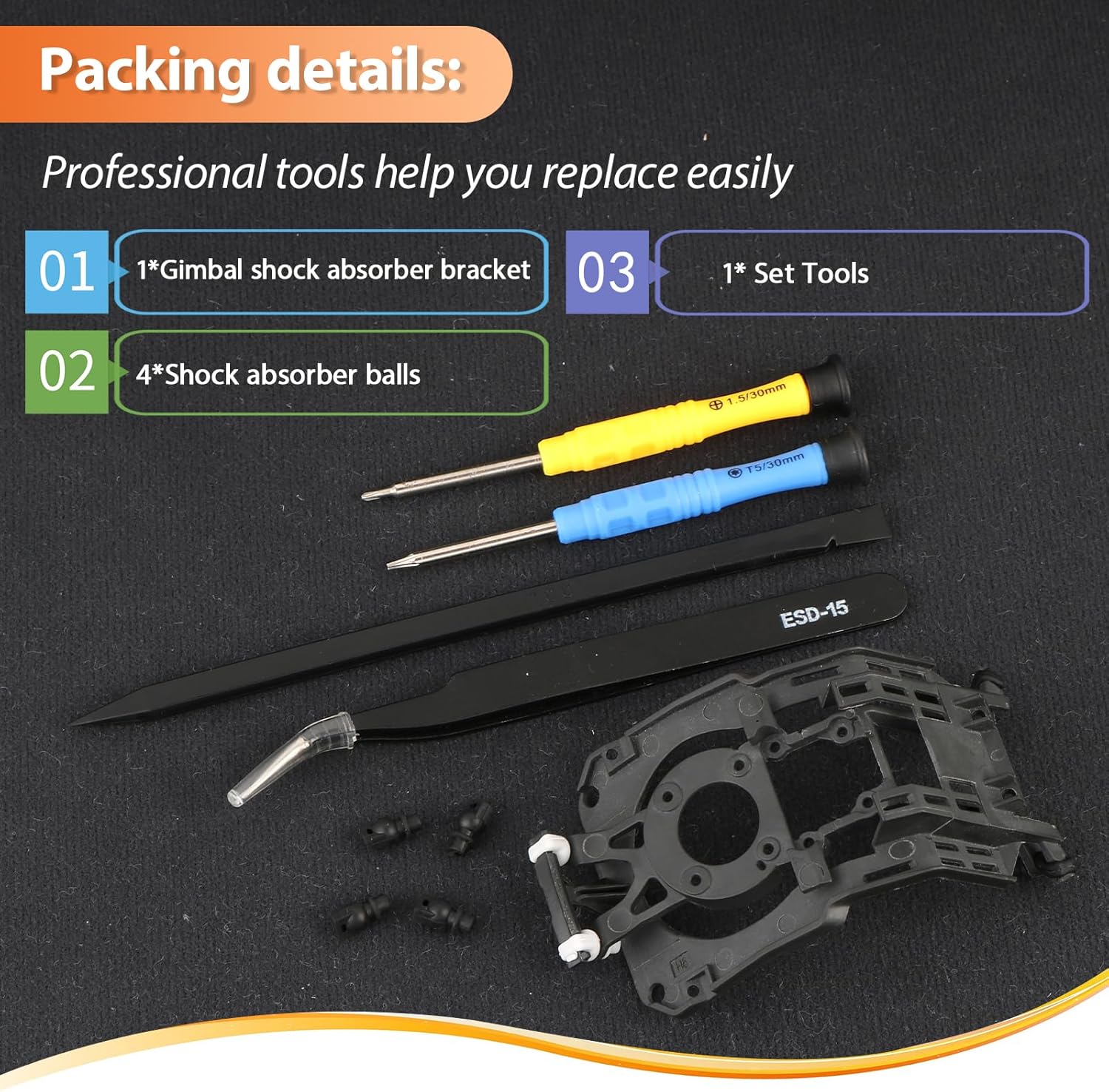 Gimbal Absorbing Board for DJI Mavic 3 Pro Replacement Upper Mount Vibration Damping Board for Mavic 3 Pro Rubber Dampners Accessories with Repair Tool