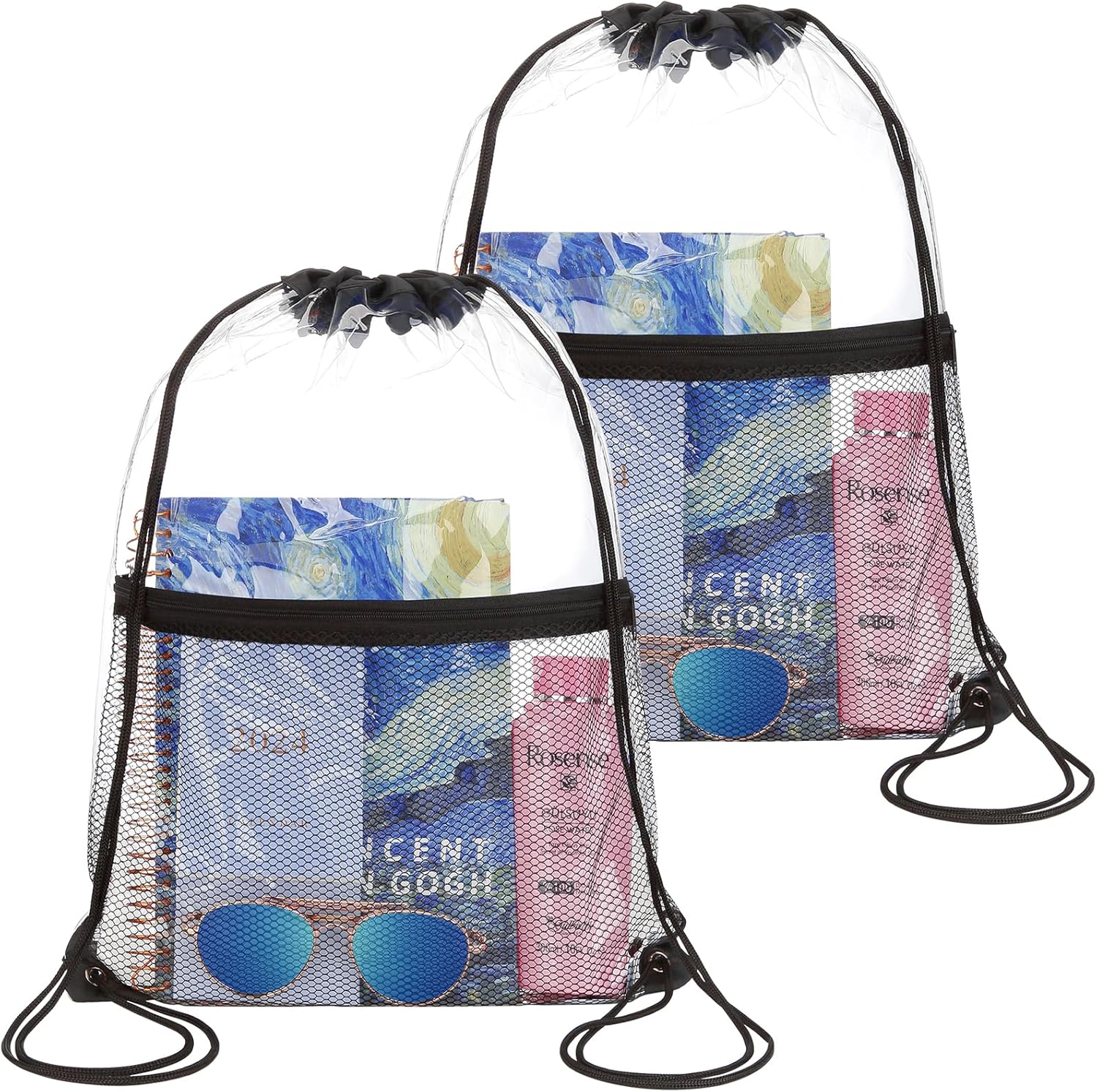 HAOGUAGUA Pieces Clear Drawstring Bag, Clear String Backpack Bag Stadium  Approved for for Stadiums, Sporting Events,&#