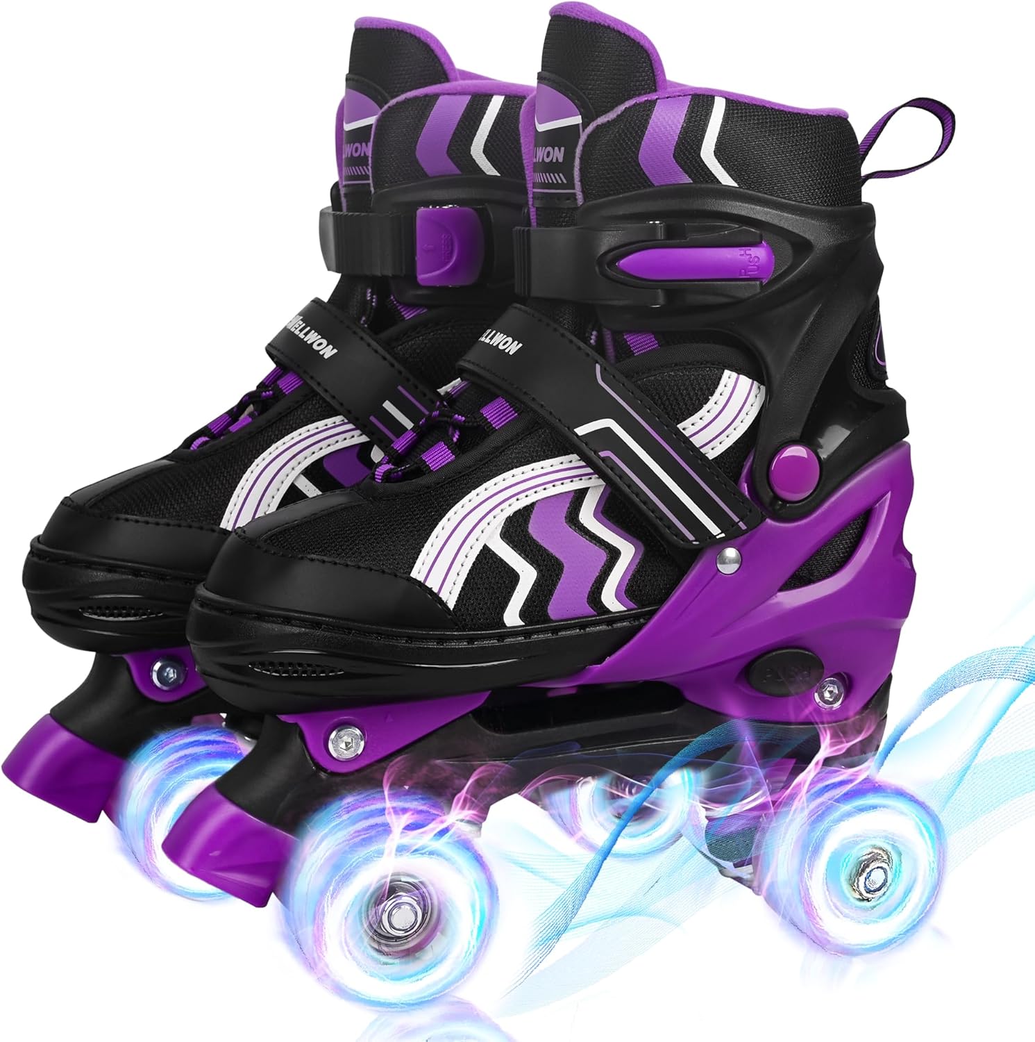 Kids Roller Skates, 4 Adjustable Rollerskates with Light Up Wheels, Child Roller Skates for Girls Boys, Children Beginners for Outdoor Indoor Sports Purple Large?US 5-7.5)