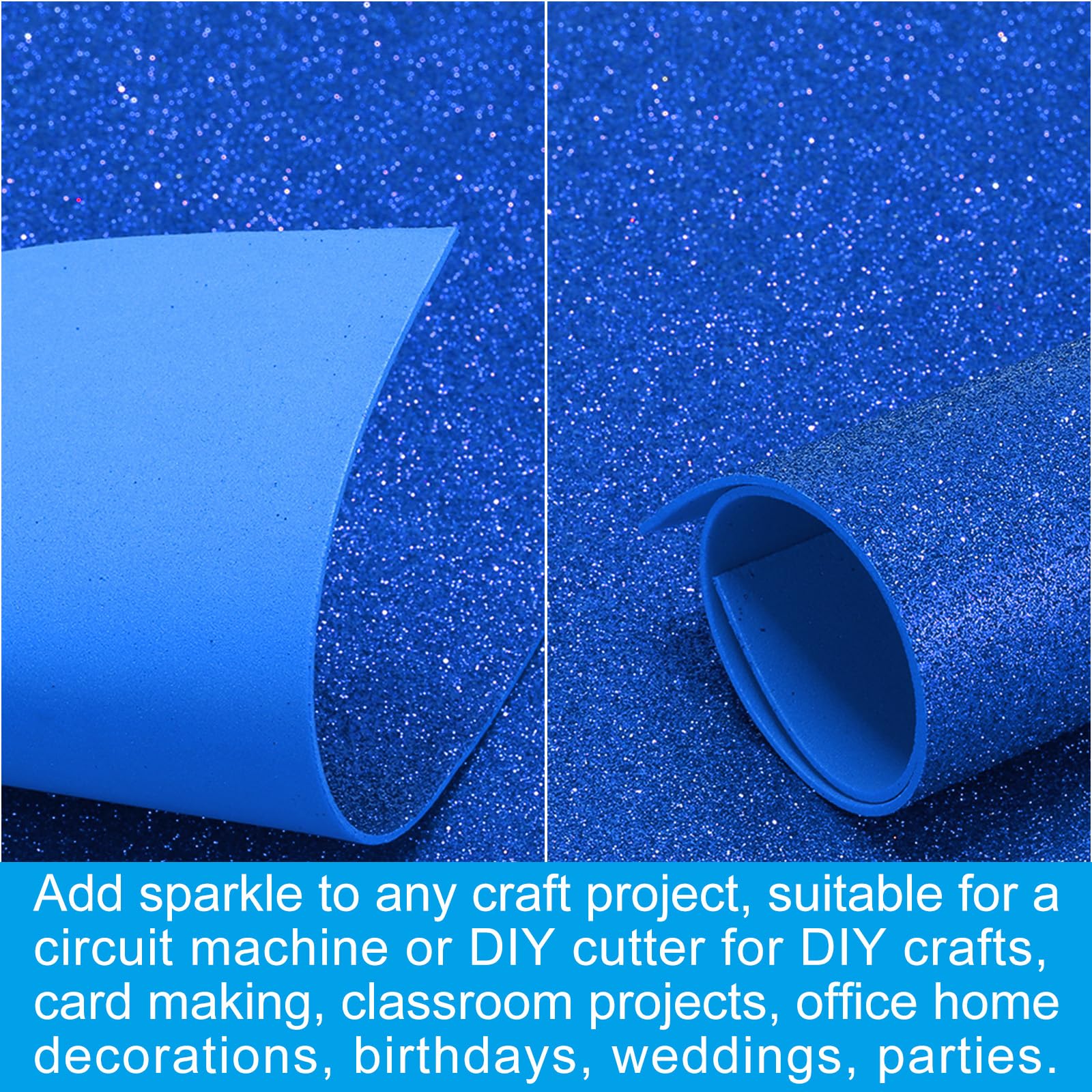 PATIKIL Folhas de espuma EVA com glitter, papel macio, autoadesivo, 29 x 19 cm, azul claro para artesanato, pacote com 6 PATIKIL Folhas de espuma EVA com glitter, papel macio, autoadesivo, 29 x 19 cm, azul claro para artesanato, pacote com 6