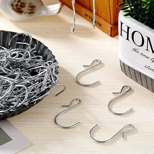 Miniatura 7 de Funrous Ganchos de metal en forma de S, ganchos de acero inoxidable, adecuados para interiores y exteriores, baño, luces de cocina, ganchos