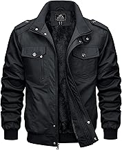 MAGCOMSEN Mens Winter Warm Fleece Jacket Cargo Jacket Military Bomber Jacket Windproof Casual Coat with Multiple Pockets