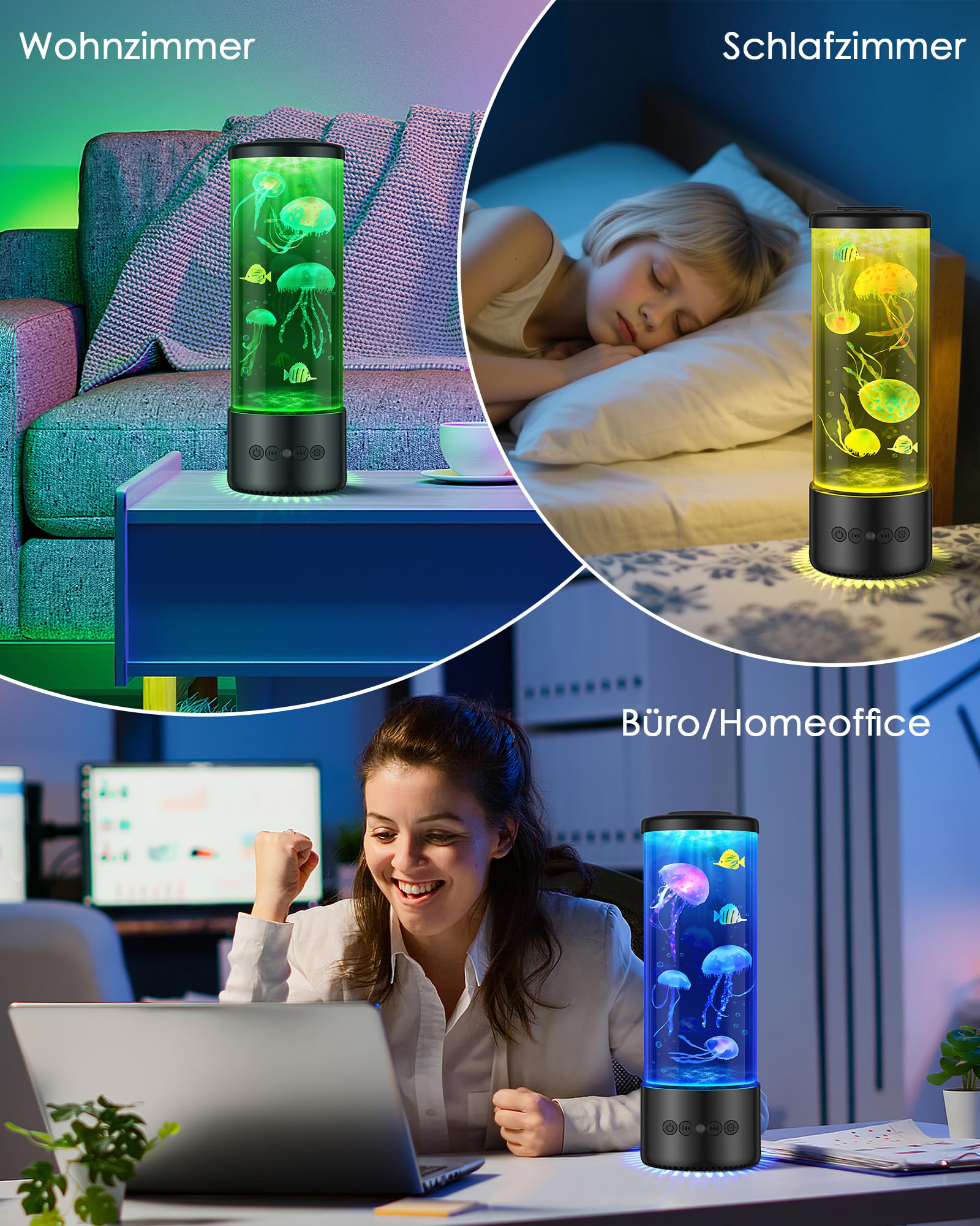 Quallen lampe mit 17 Farben und Fernbedienung, Jellyfish Lamp mit 4 Lichtmodi, LED Quallen Aquarium Lampe für Kinder Erwachsene